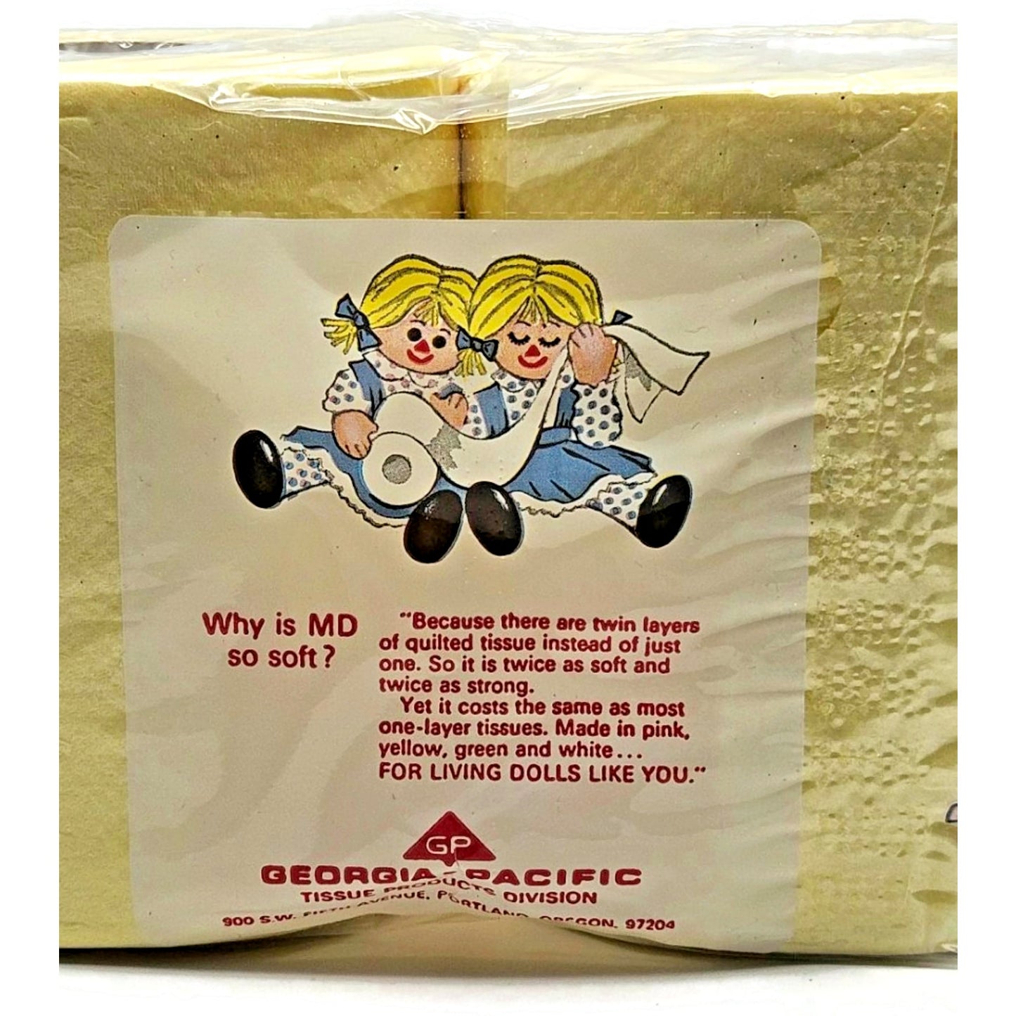 Vintage MD Toilet Paper Yellow Twin Quilted Bathroom Tissue 2 Rolls 2 Ply NEW