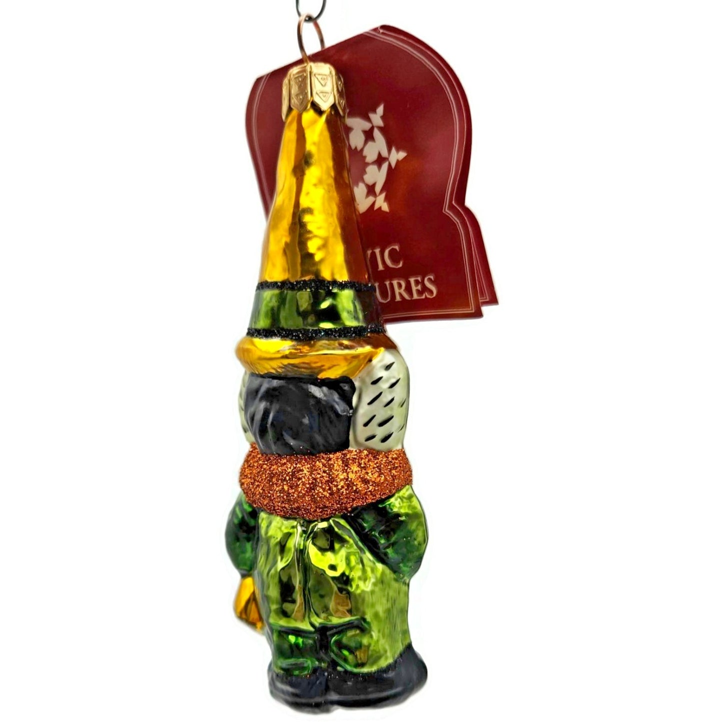 Slavic Treasures Halloween Witch Goblin Book Ornament Blown Glass Poland Rare