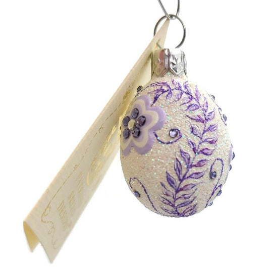 Patricia Breen Miniature Egg Zalipie Violet Easter Christmas Tree Ornament
