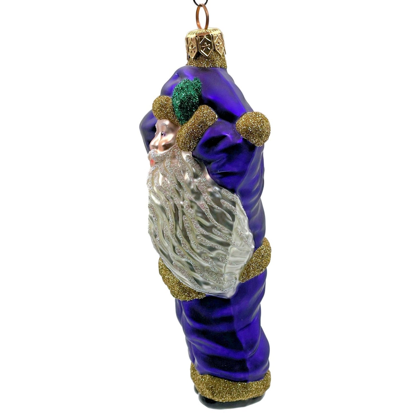 Patricia Breen Hold Onto Your Hat Purple Santa Claus Christmas Tree Ornament