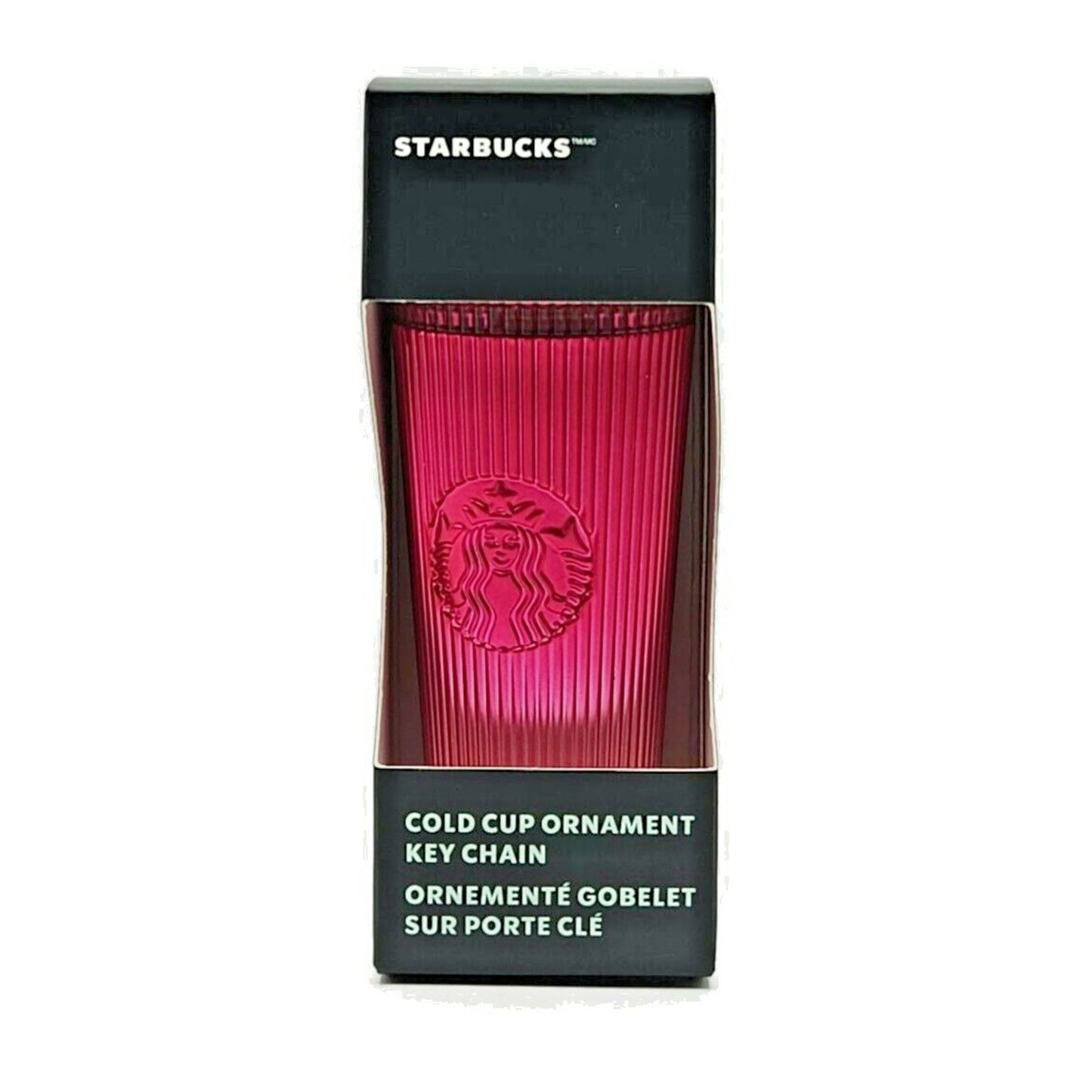Starbucks Key Chain Ornament Ribbed Cold Cup Tumbler Ornament Pink Christmas