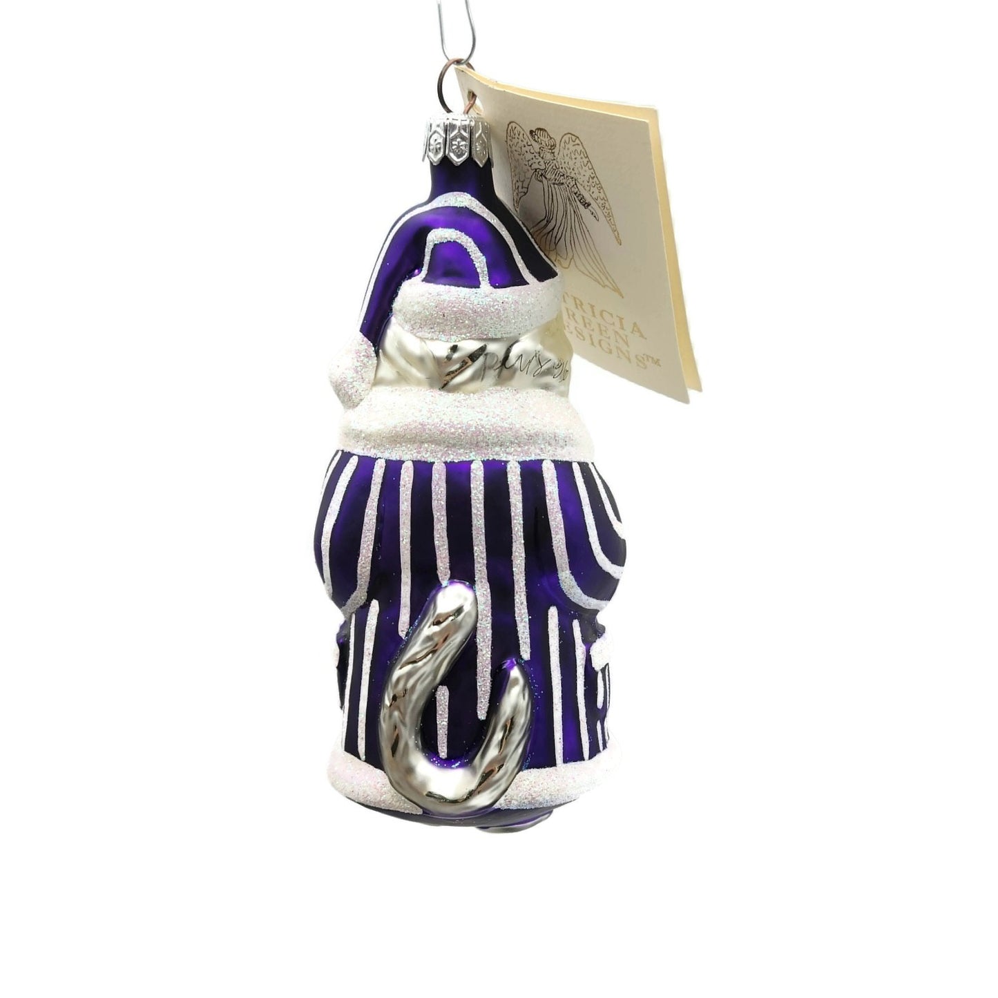 Patricia Breen Kitty Claus Purple Stripes White Christmas Holiday Tree Ornament