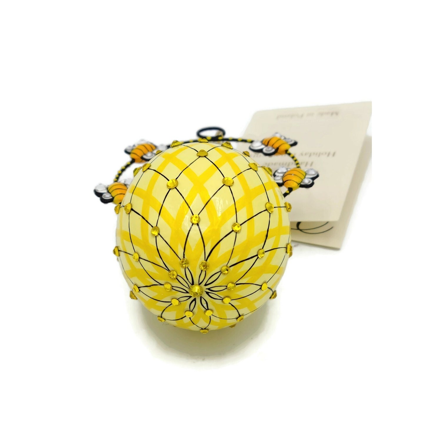 Patricia Breen Spring Basket Bees Yellow Insects Spring Jeweled Holiday Ornament