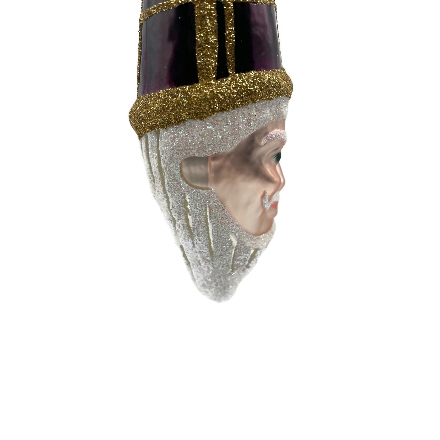 Patricia Breen Winter Wizard Bordeaux Plaid Santa Head Christmas Ornament Decor