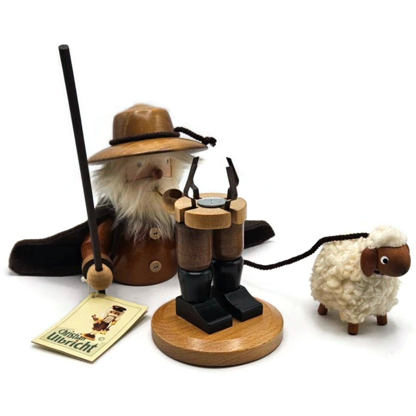 Christian Ulbricht Natural Shepherd Santa Smoker Incense Burner Christmas Decor