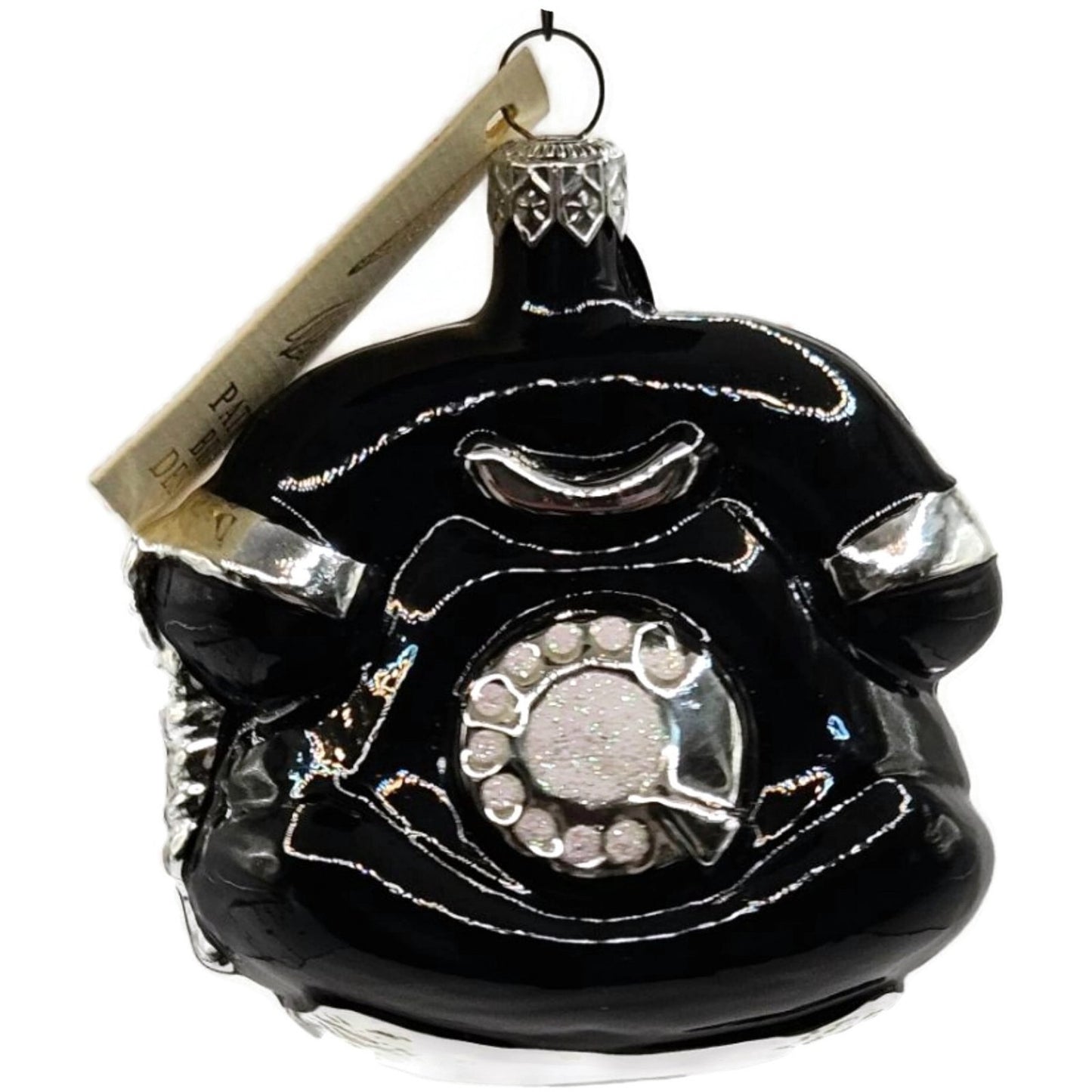 Patricia Breen Fine Phone Black Hand Blown Glass Christmas Tree Ornament