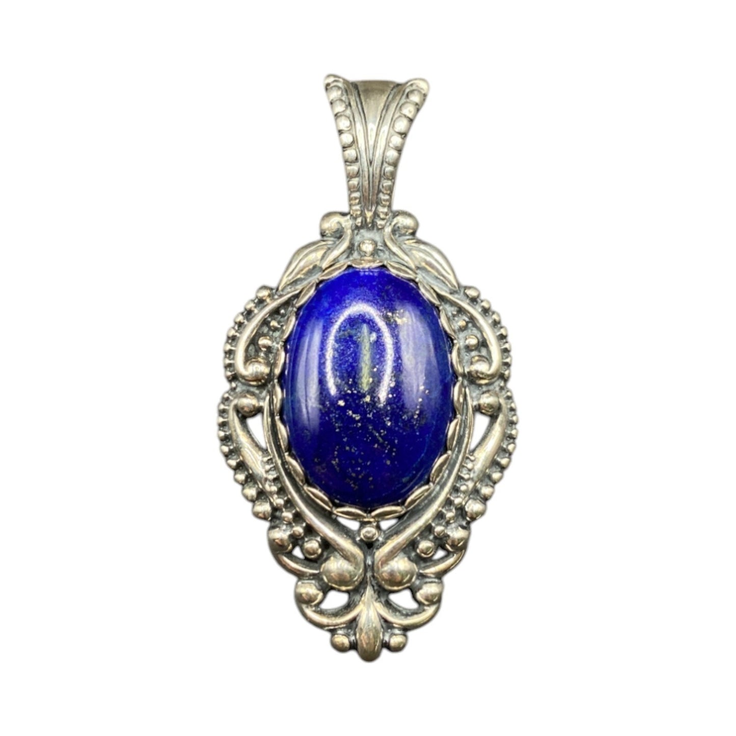 Carolyn Pollack Lapis Lazuli Oval Gemstone Pendant 925 Sterling Silver Filigree