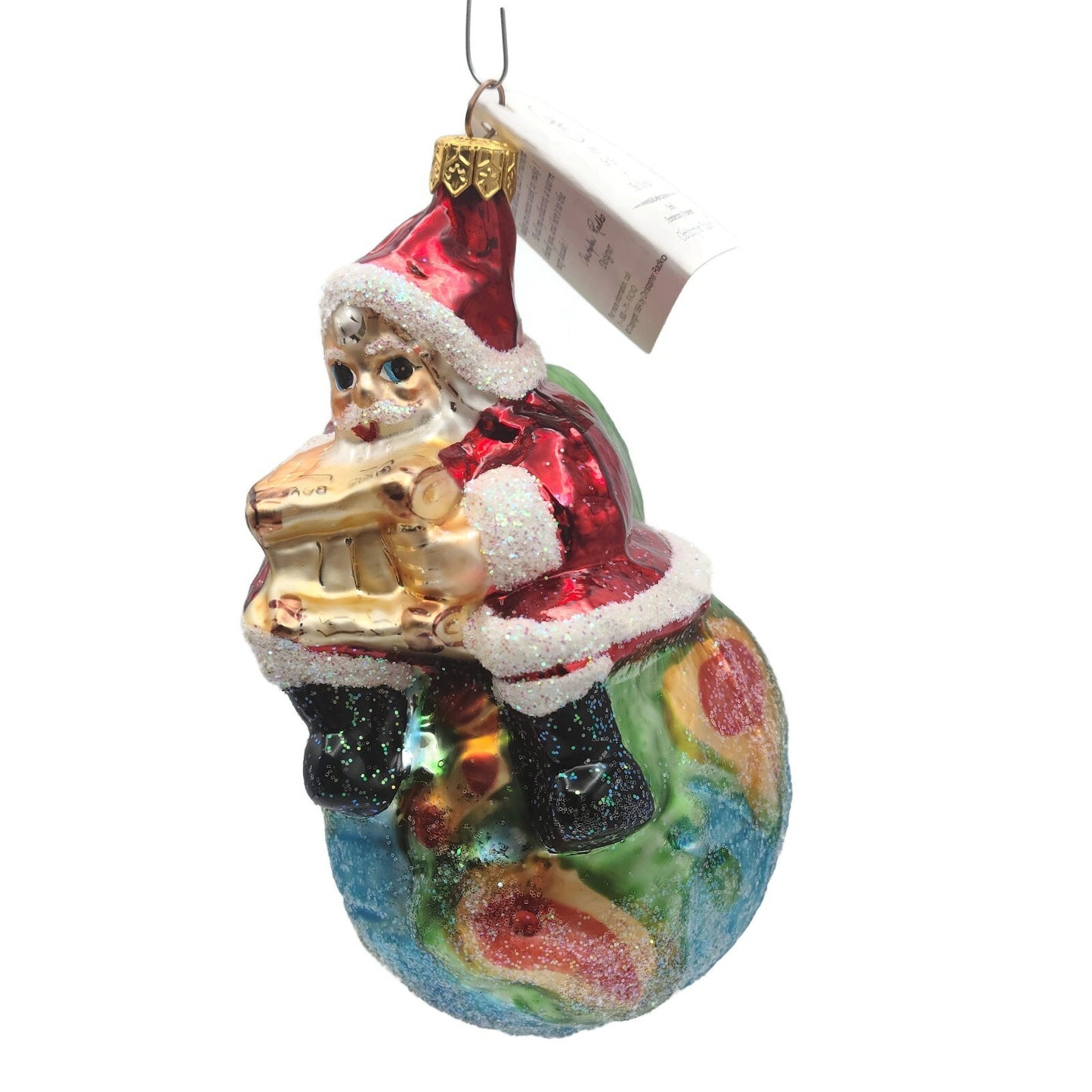 Christopher Radko On Top of the World Santa Claus Glass Christmas Tree Ornament