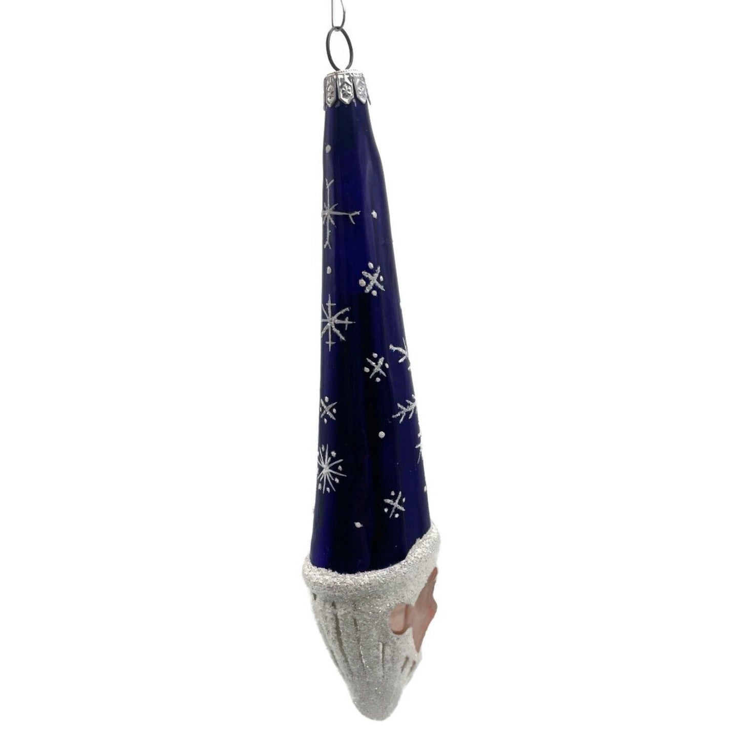 Patricia Breen Winter Wizard Purple Santa Head Snowflakes Christmas Ornament