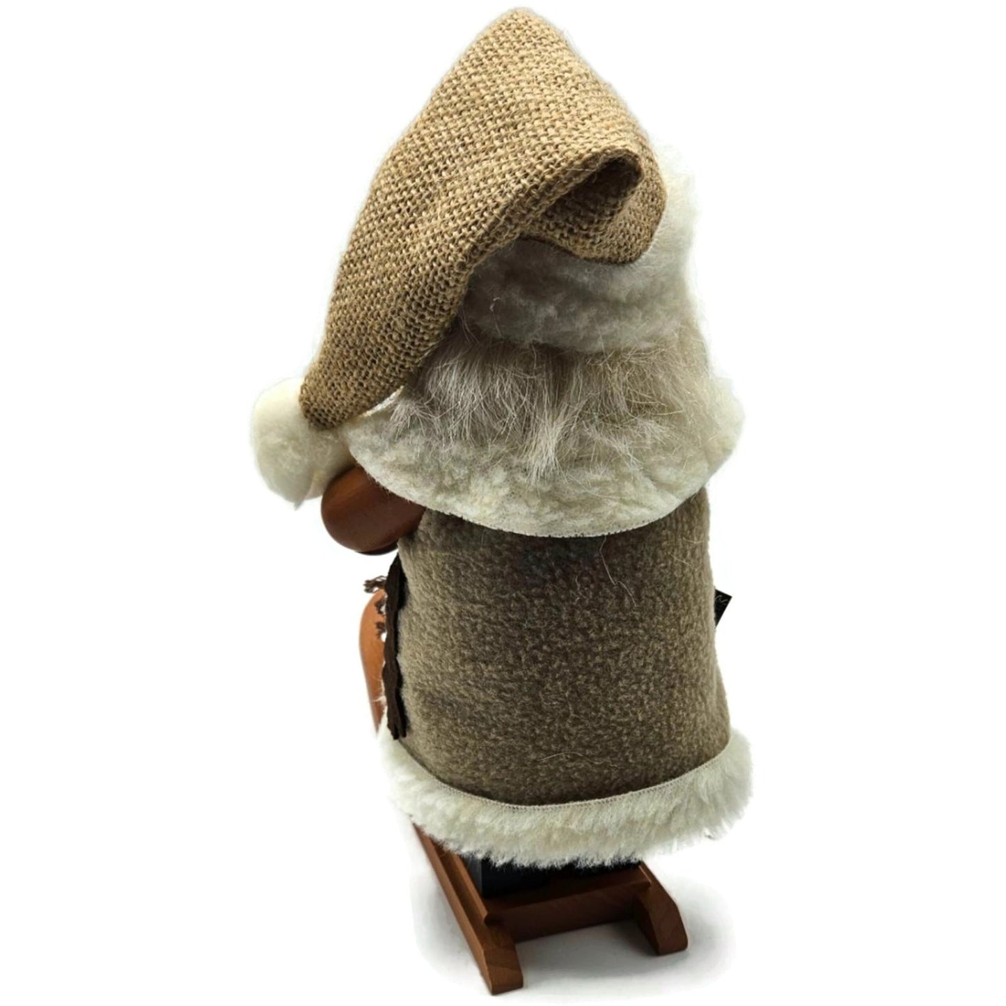 Christian Ulbricht Natural Santa on Sled Smoker Handcrafted Germany Wooden Figur