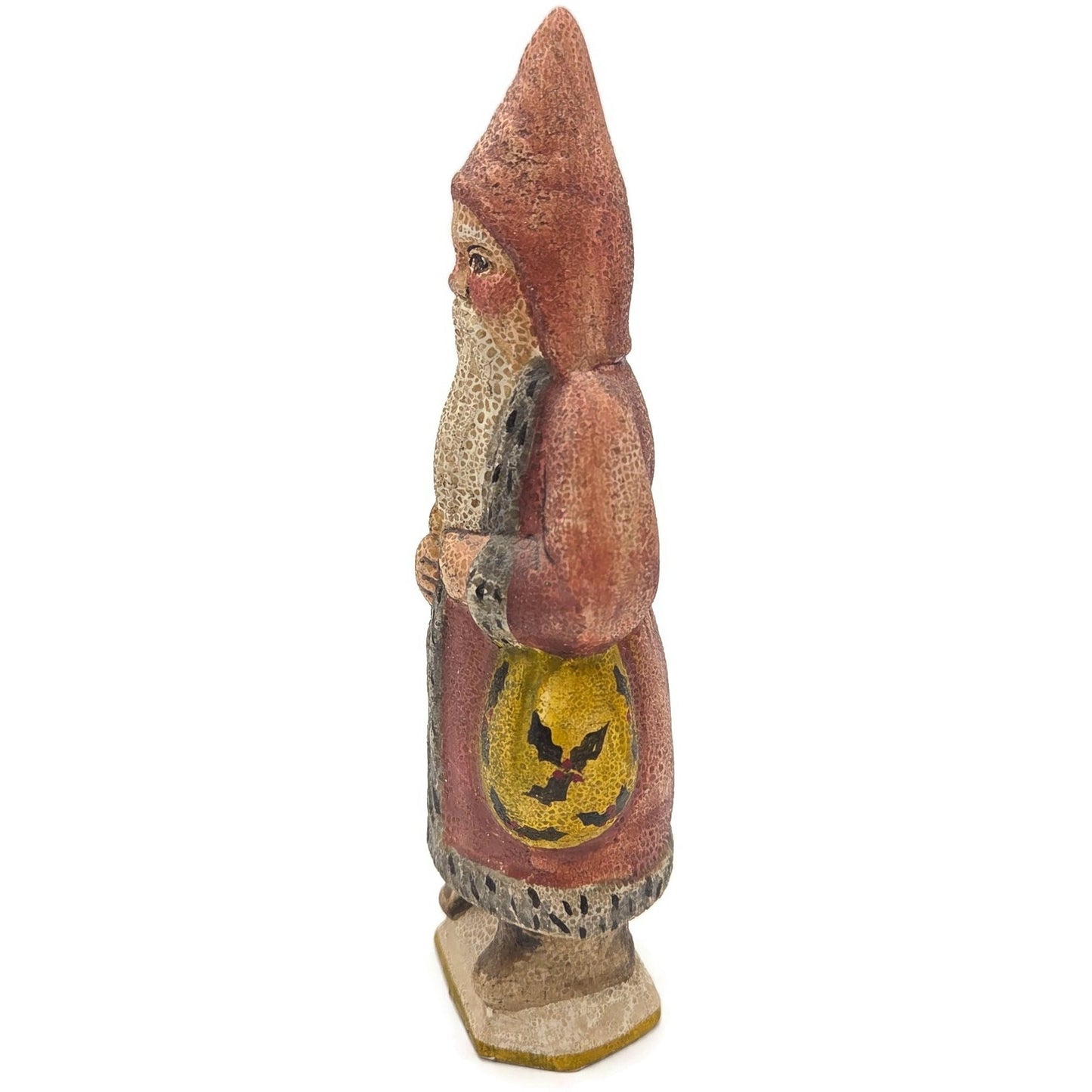 Vaillancourt Vaillancourt Belsnickel with Holly Sack Chalkware Folk Art Figurine