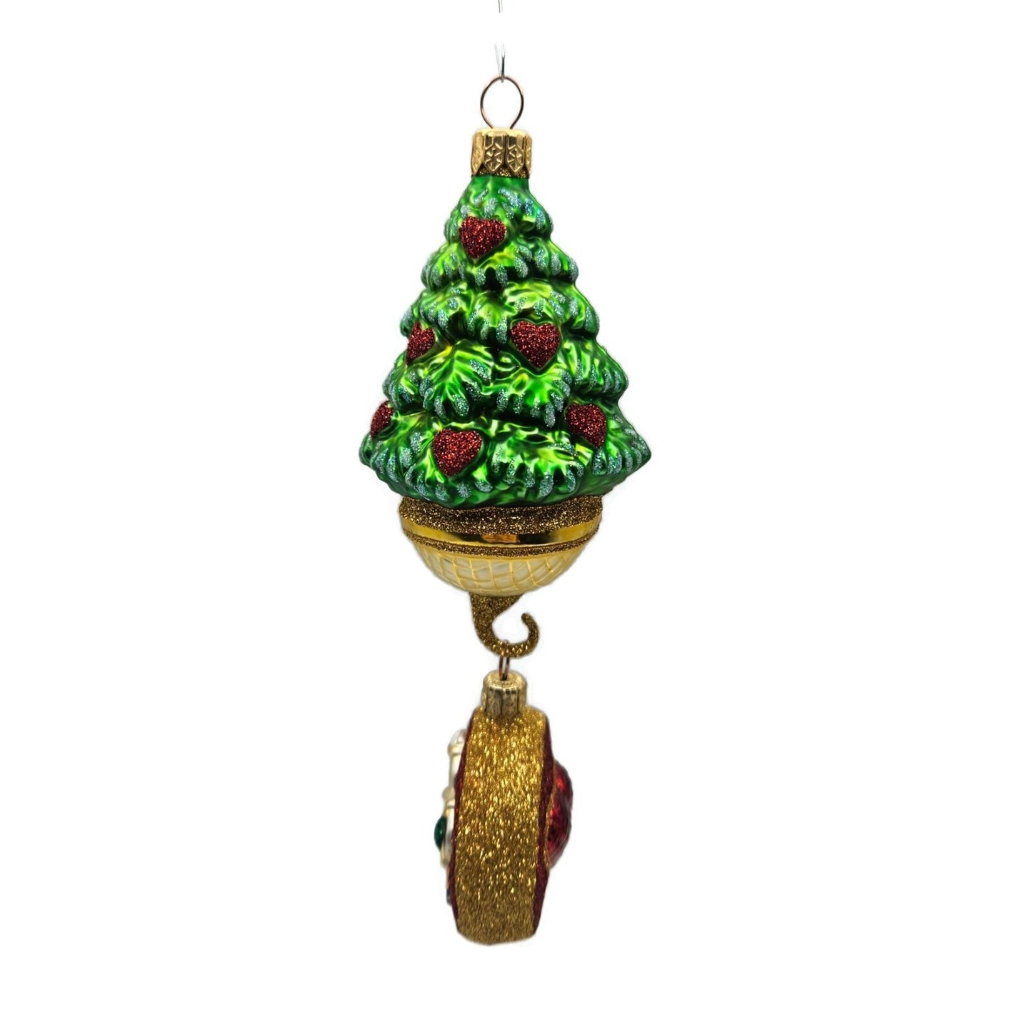 Patricia Breen Five Golden Rings Red Glittered Medallion Christmas Tree Ornament