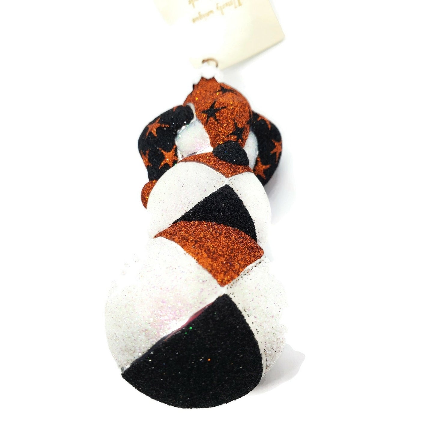 Patricia Breen Halloween Harlequin Snowman Orange Black Holiday Ornament