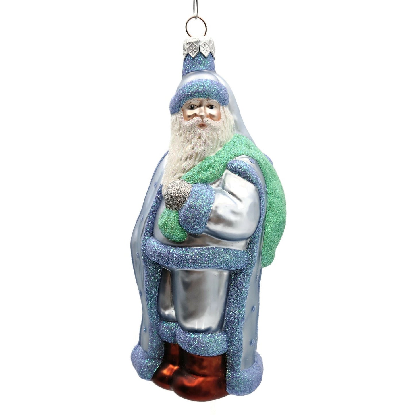 Patricia Breen Jordan Santa Claus Blue Green Christmas Holiday Tree Ornament