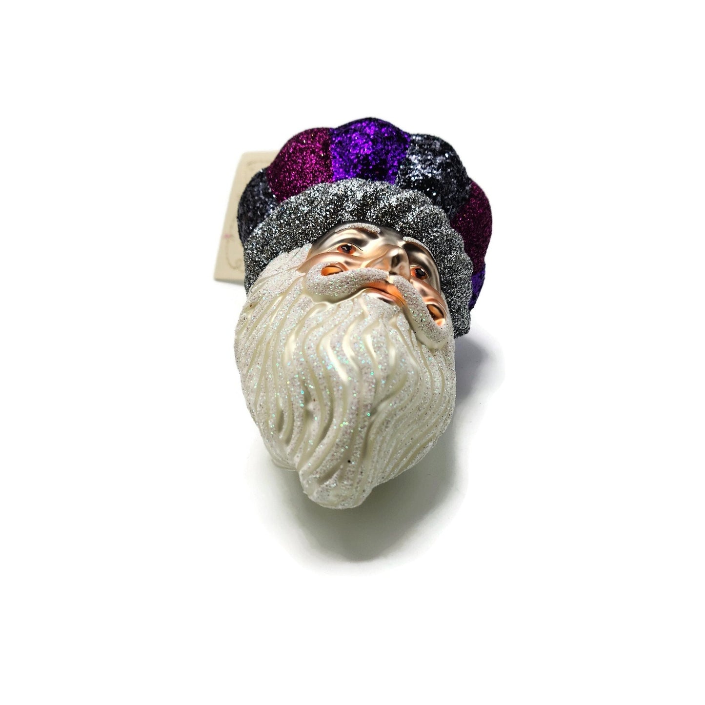 Patricia Breen Carnival Noël Purple Silver Santa Head Christmas Tree Ornament