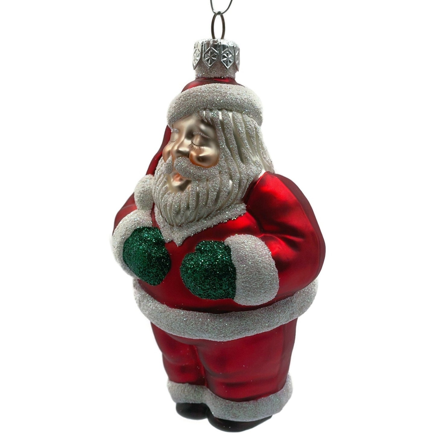 Patricia Breen Ho Ho Ho Santa Claus Red White Matte Christmas Tree Ornament
