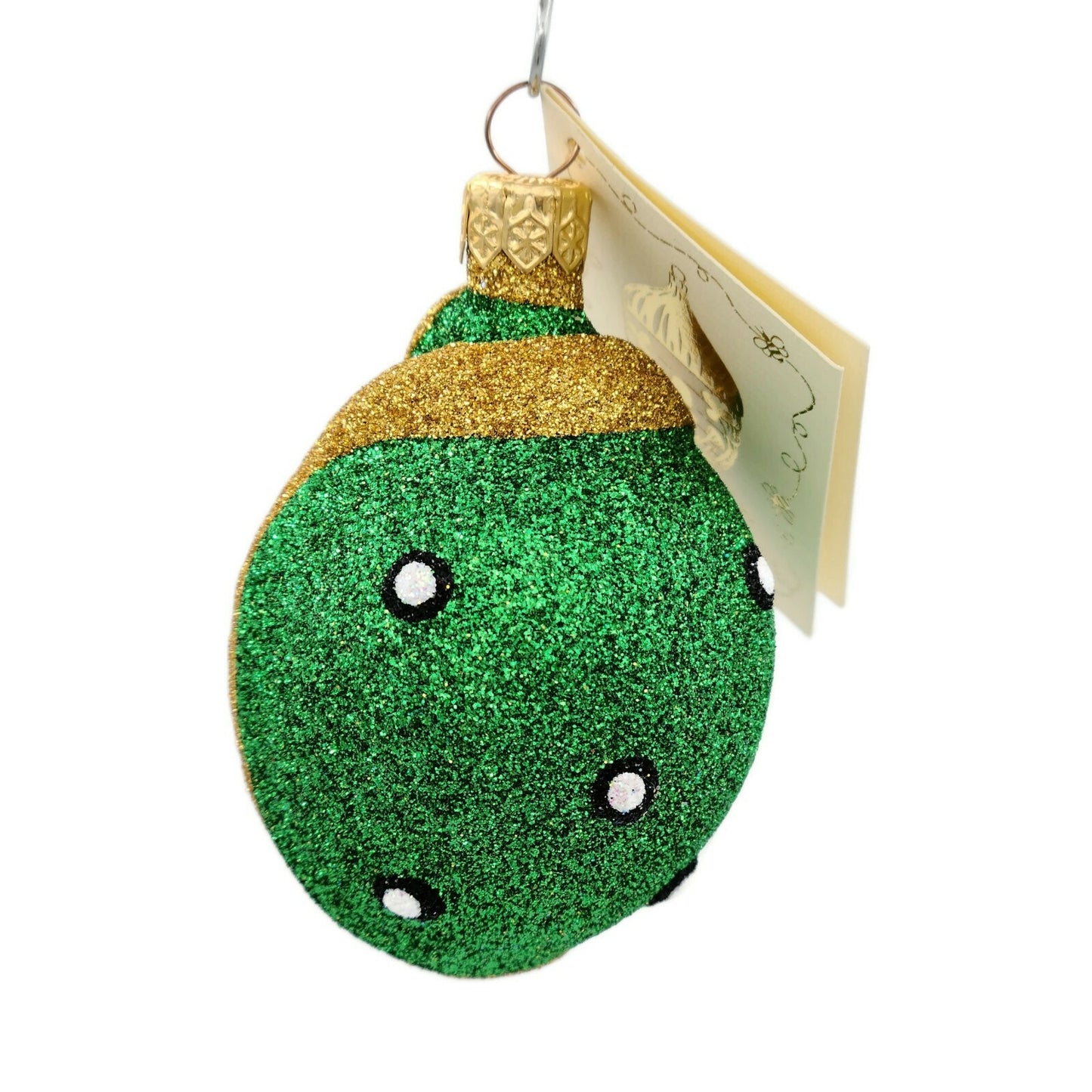 Patricia Breen Santa Ladybug Green Gold Glittered Insect Spring Holiday Ornament