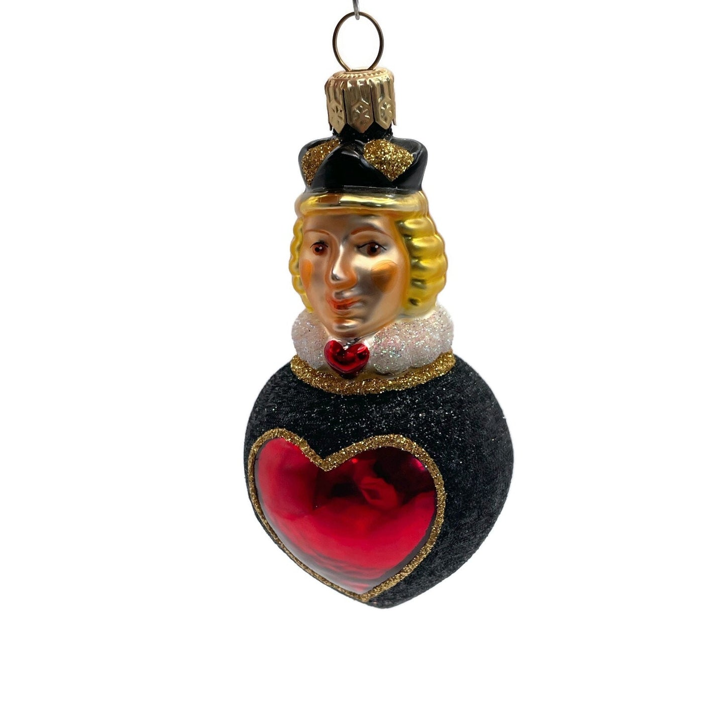 Patricia Breen Miniature Queen of Hearts Black Shiny Heart Valentines Ornament