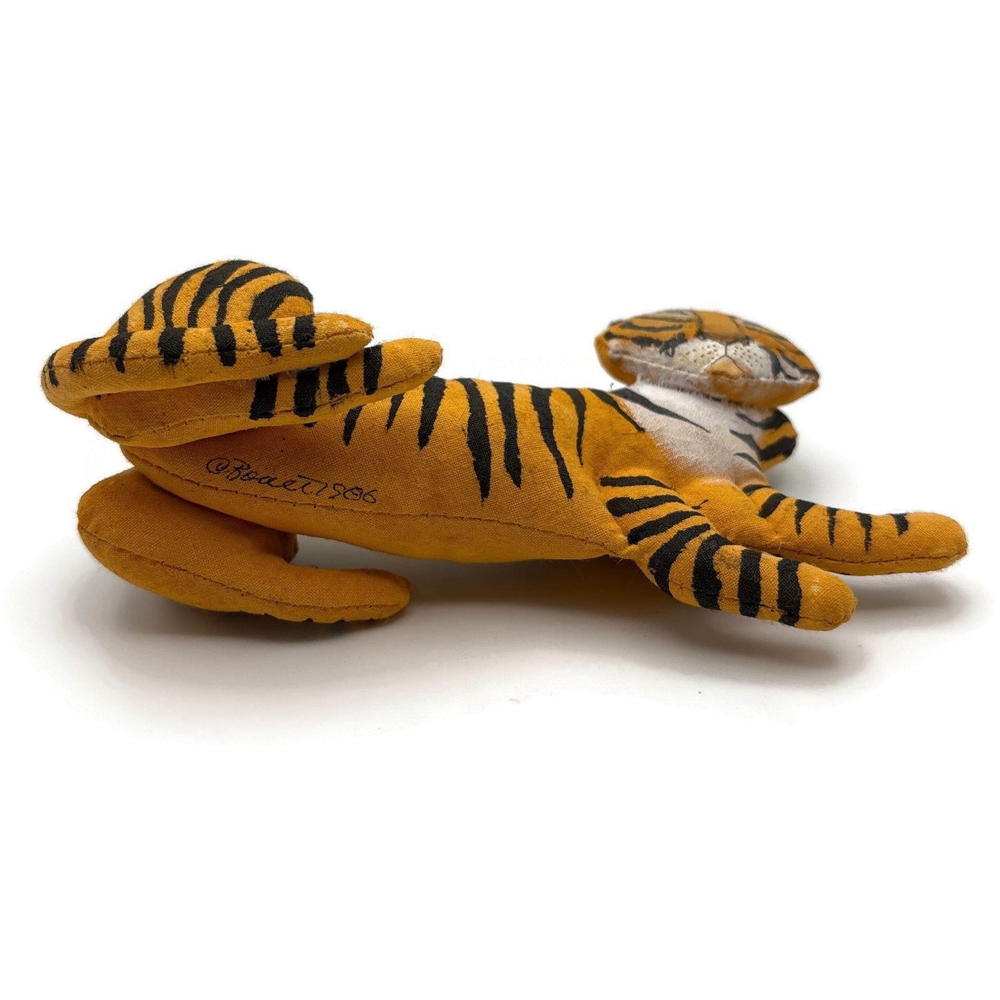 Gladys Boalt Tiger Striped Fabric Handmade Cat Christmas Tree Ornament Signed
