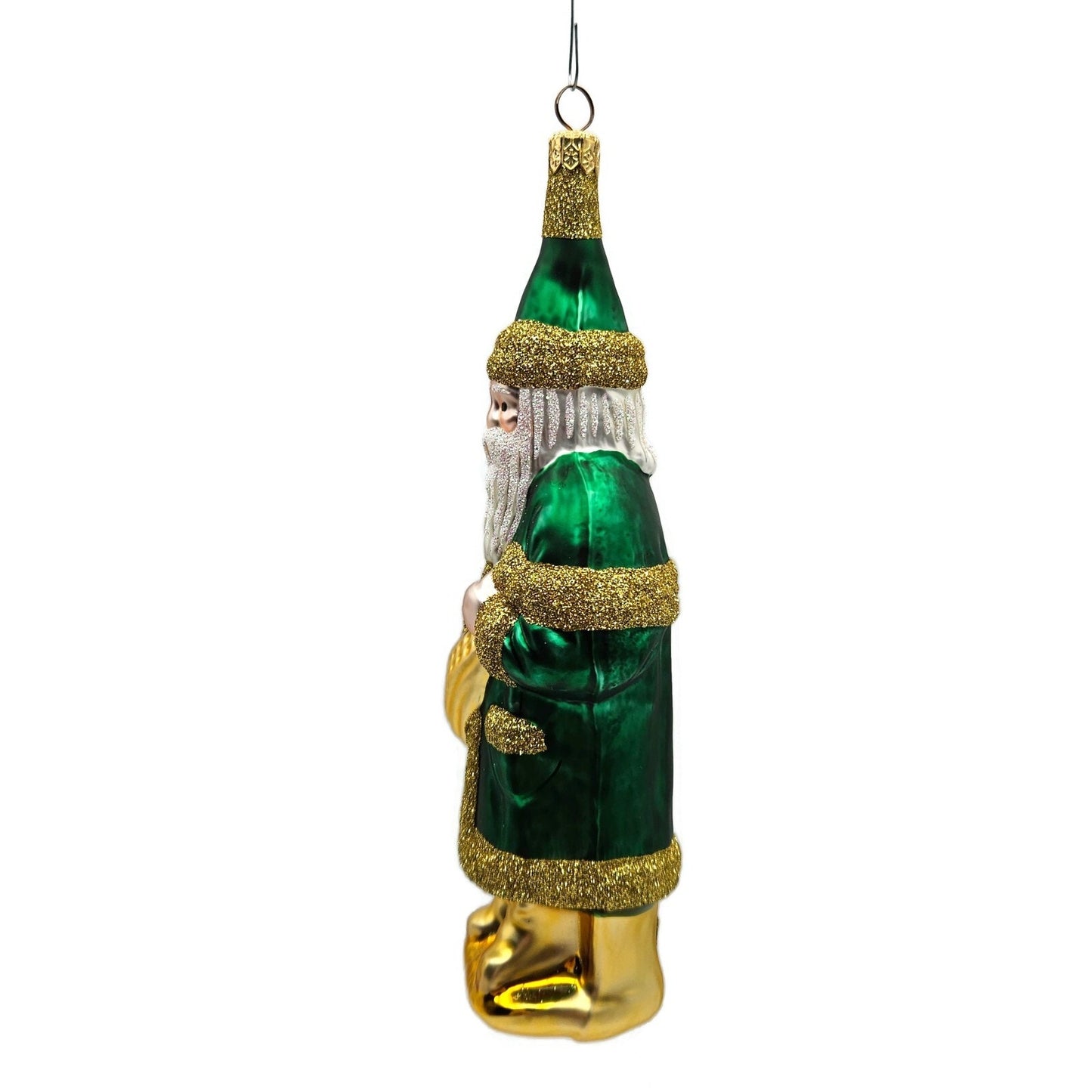 Patricia Breen Chocolate Box Santa Claus Green Gold Christmas Tree Ornament