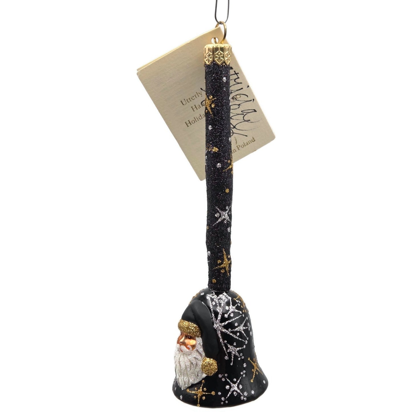 Patricia Breen Ring! Ring-a-Ling Black Bell Santa Claus Christmas Tree Ornament