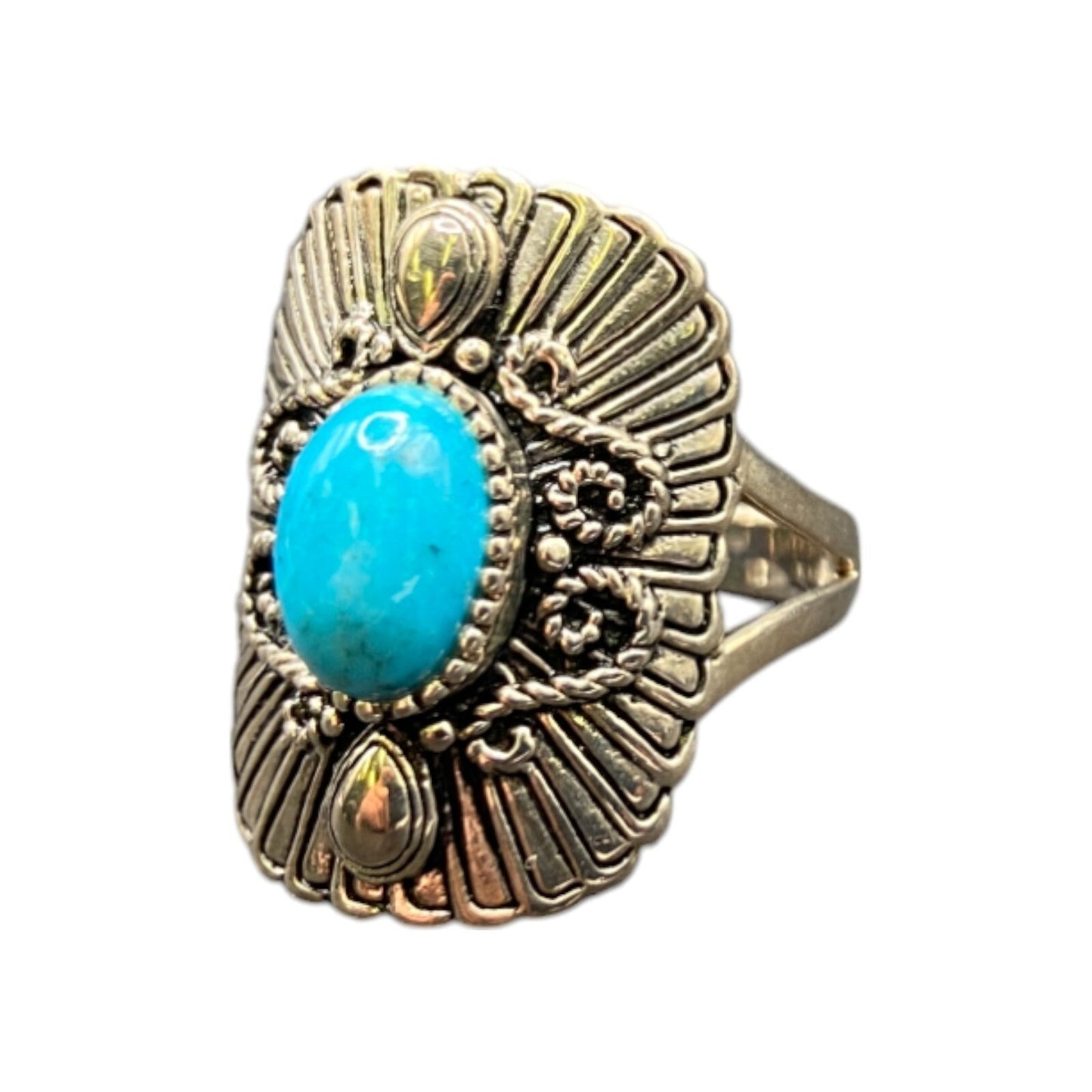 BBJ Ring Sleeping Beauty Turquoise Gemstone Oval 925 Sterling Silver Size 8