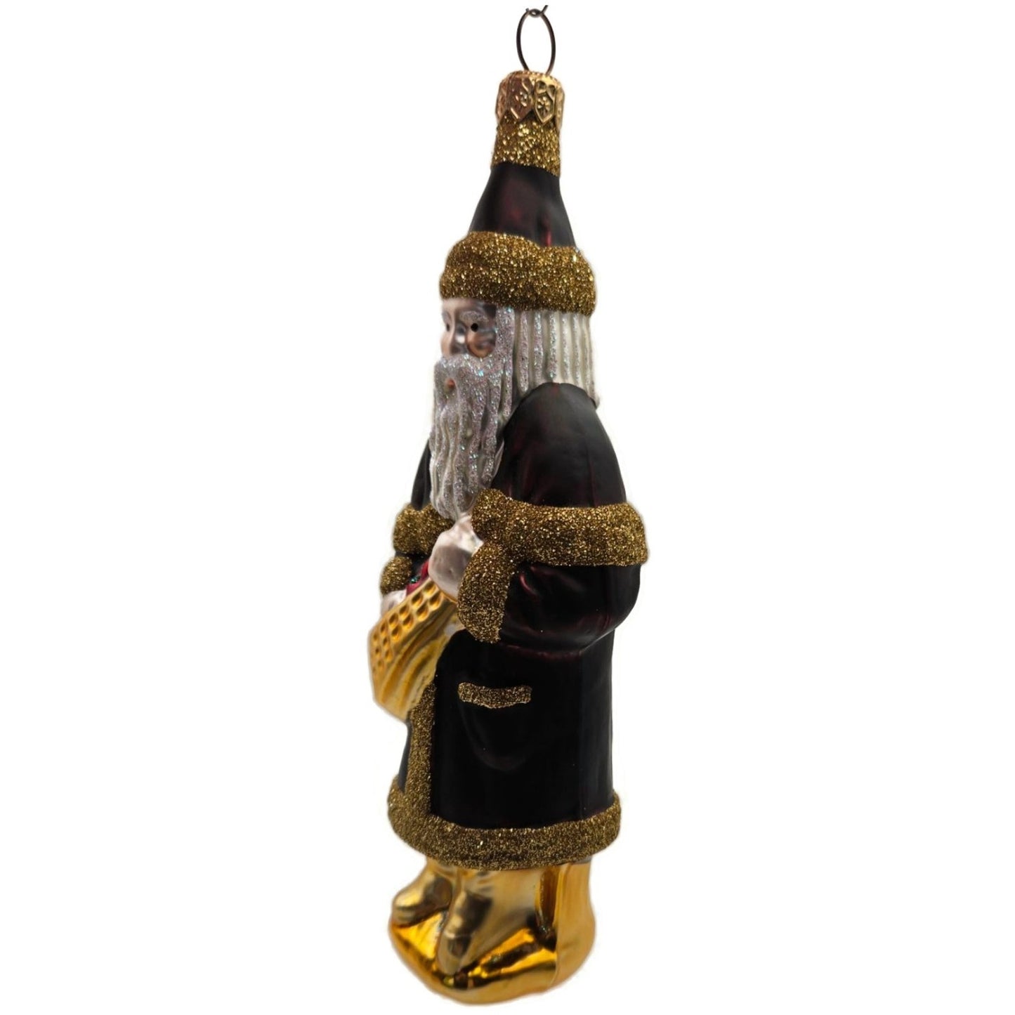 Patricia Breen Chocolate Box Santa Claus Bordeaux Gold Christmas Tree Ornament