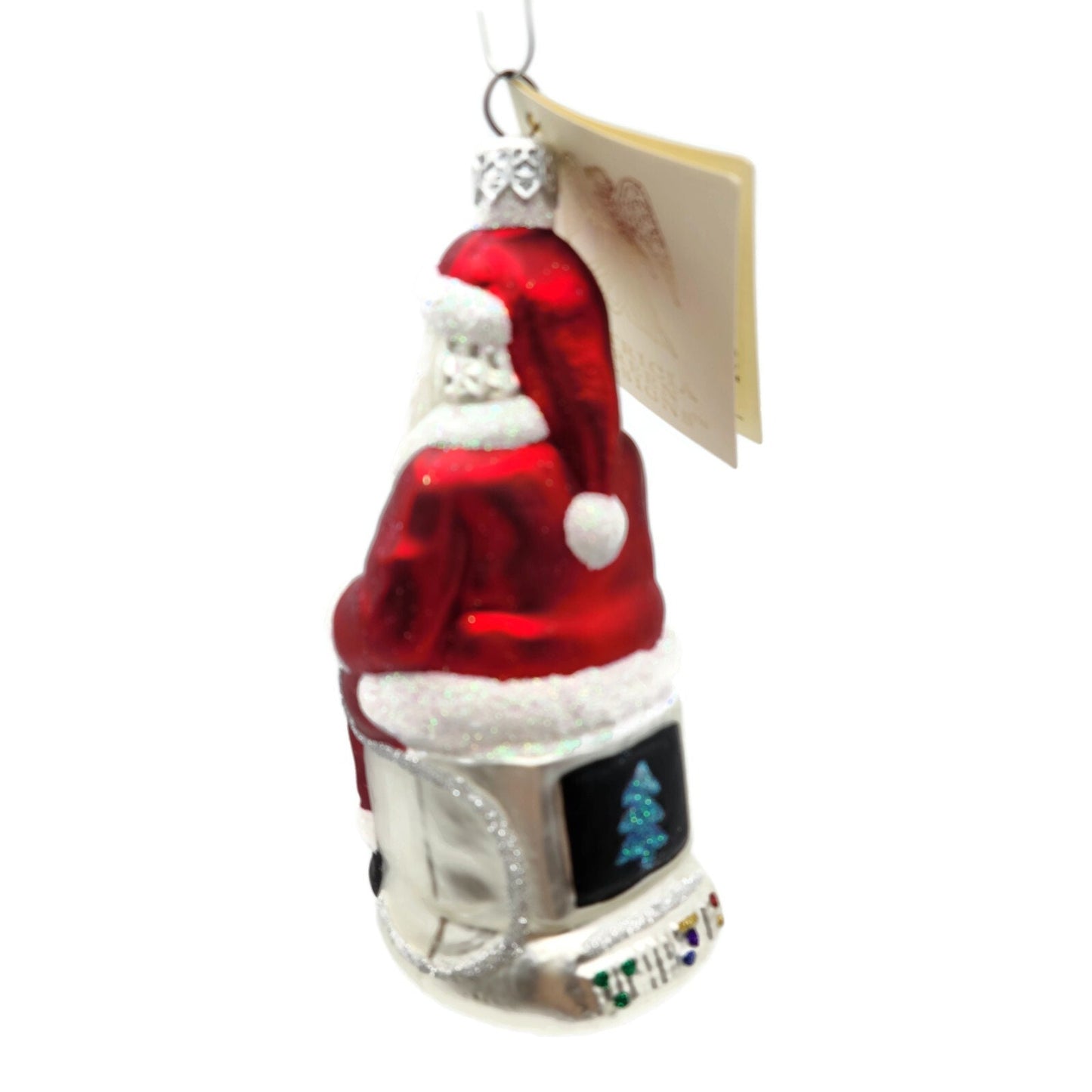 Patricia Breen Cyberspace Santa Red Pearl Silver Mouse Christmas Tree Ornament