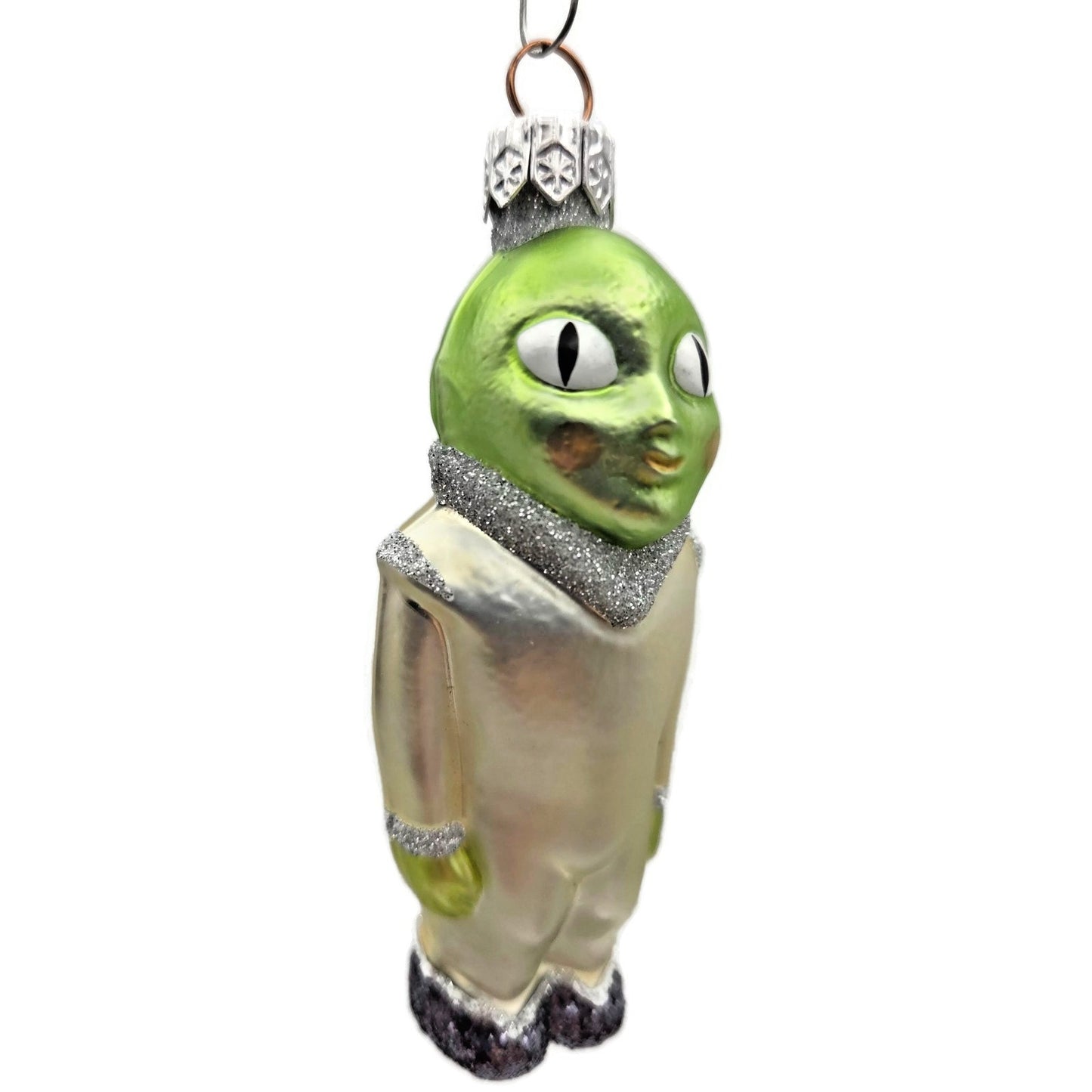 Patricia Breen A Walk on the Moon Alien Matte Suit Glittered Christmas Ornament