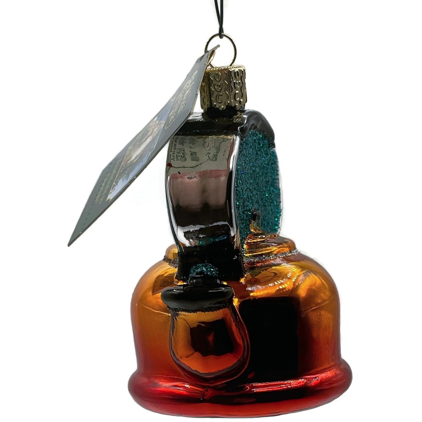 Tea Kettle Ornament Glittered Red Blue OWC Old World Christmas Tree Decor