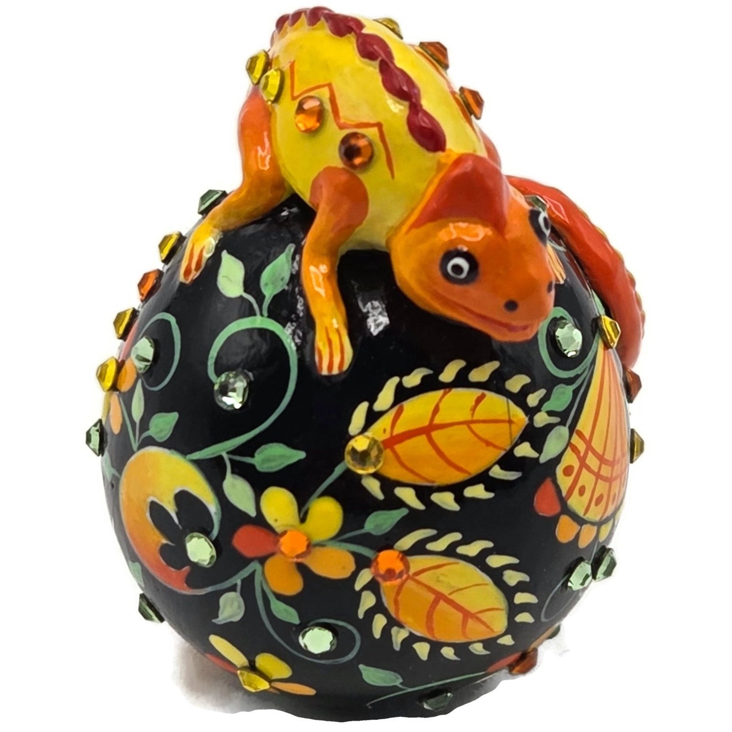 Patricia Breen Miniature Chameleon Sculpture Russian Fable Floral Christmas
