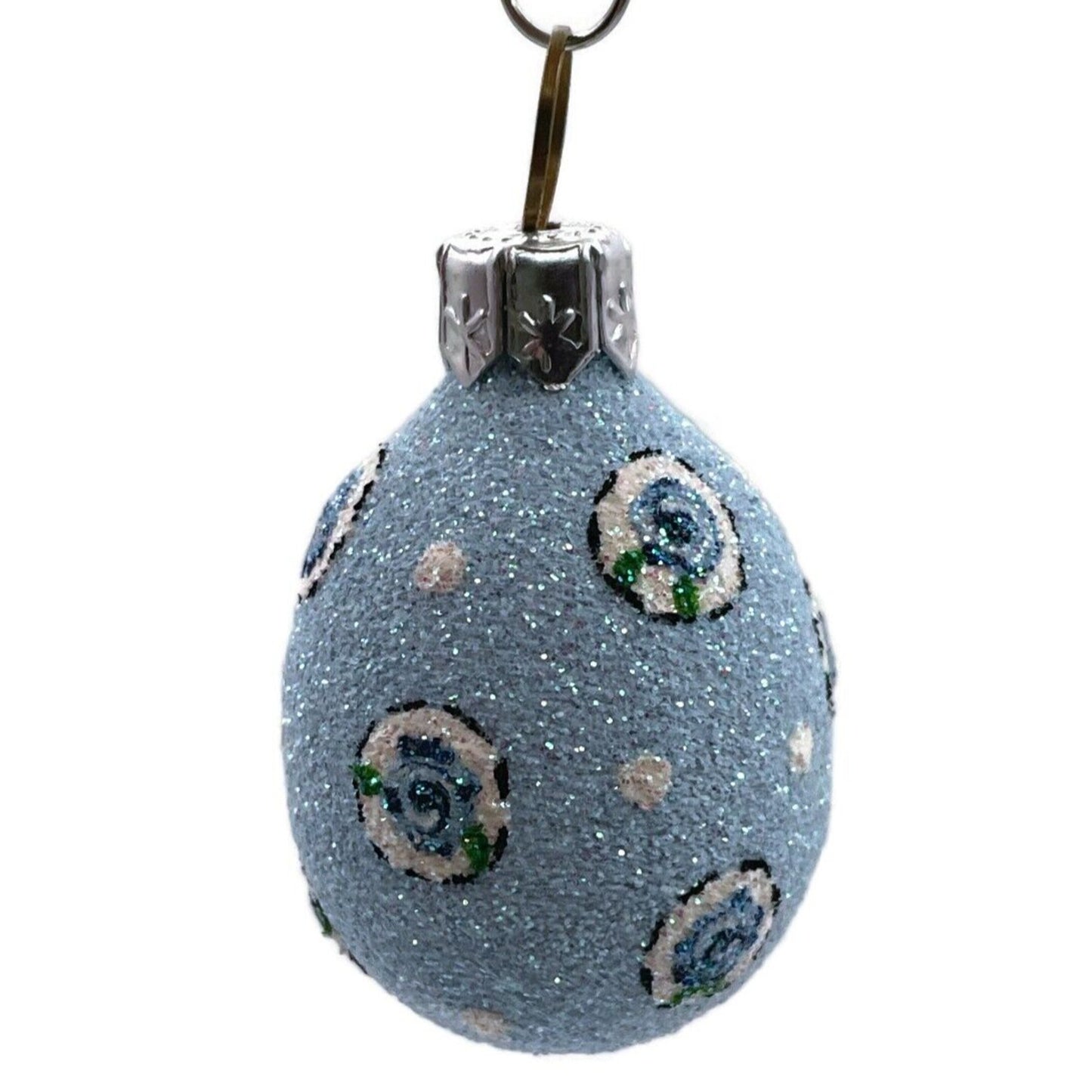 Patricia Breen Miniature Egg Tiny Rose Medallion Blue Easter Christmas Ornament