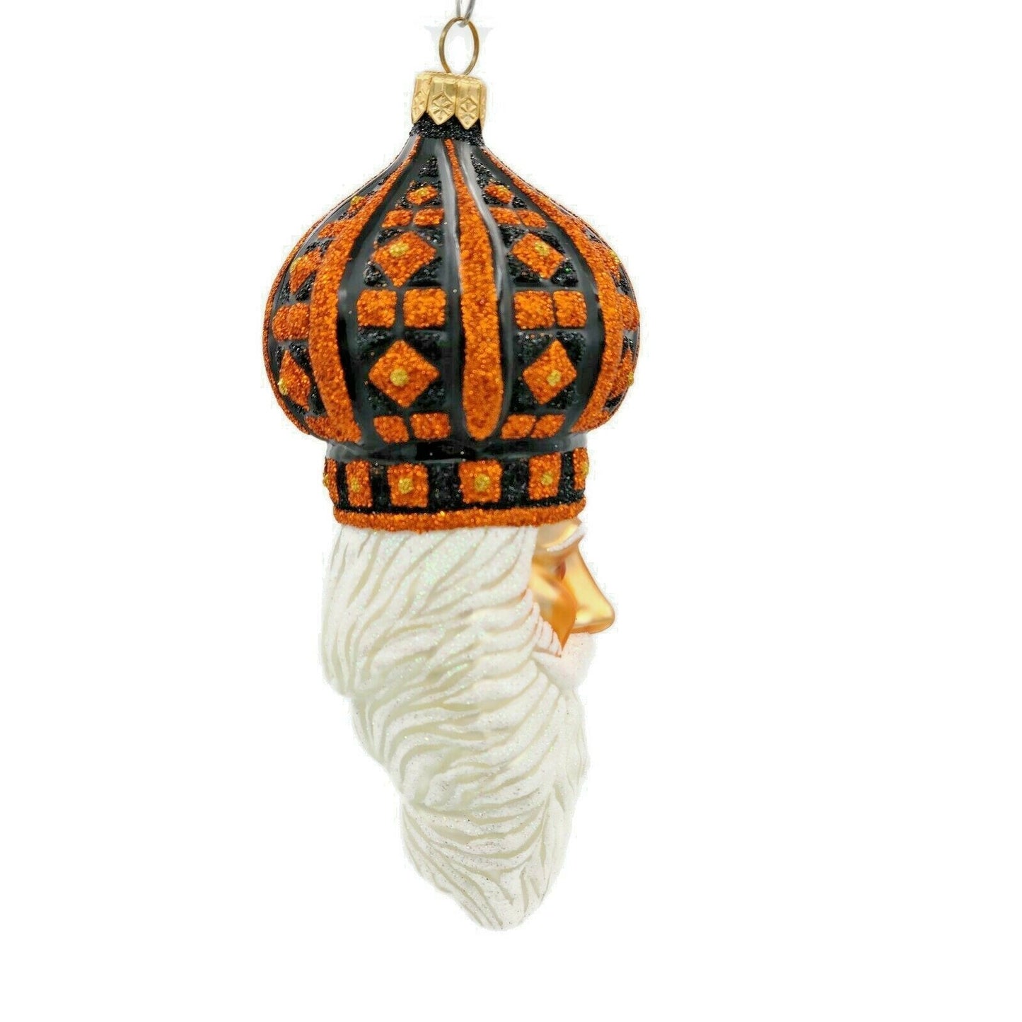 Patricia Breen Bijoux Noel Santa Black Orange Halloween Ornament Glitter