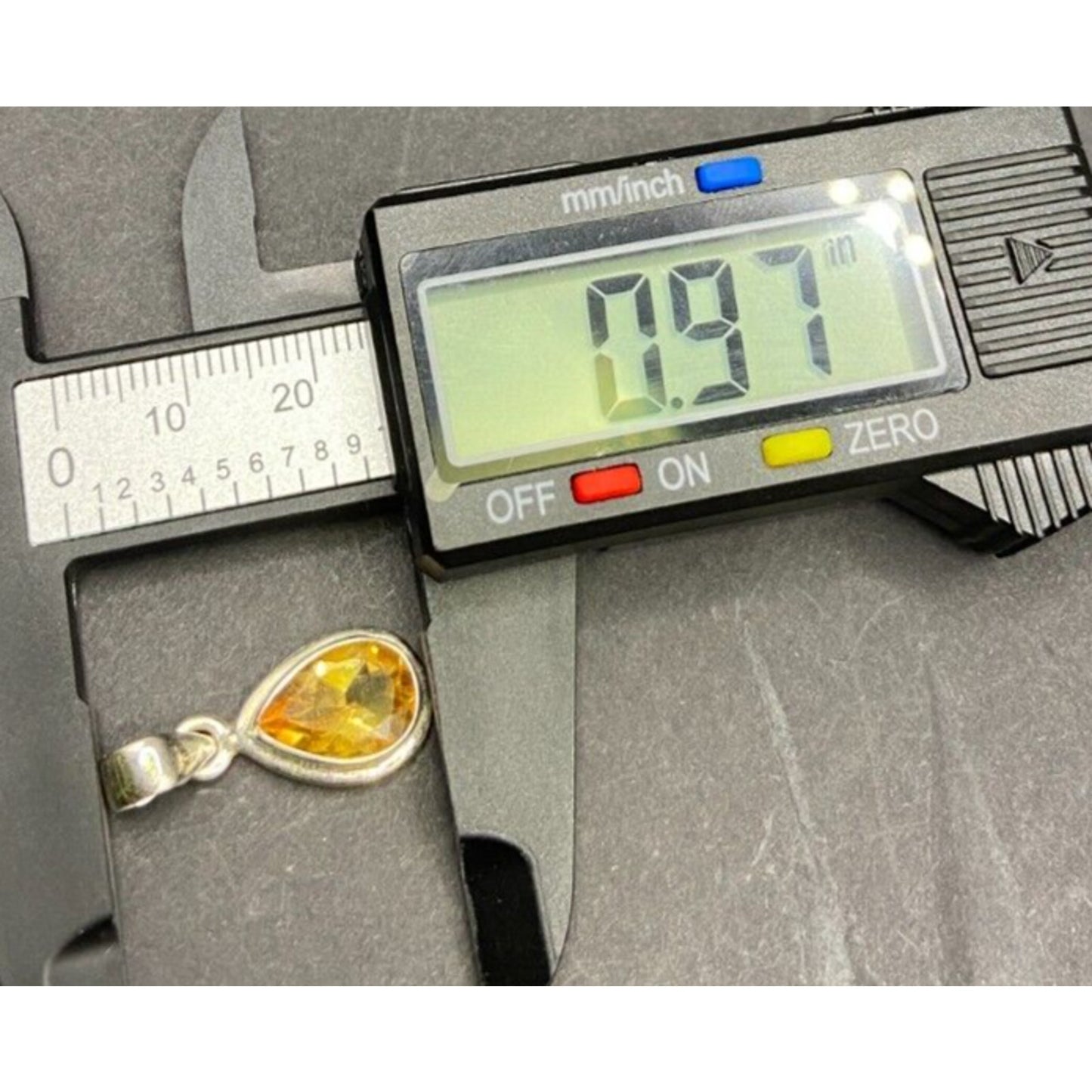 Natural Sunny Citrine Pear Shaped Pendant Yellow Gemstone 925 Sterling Silver