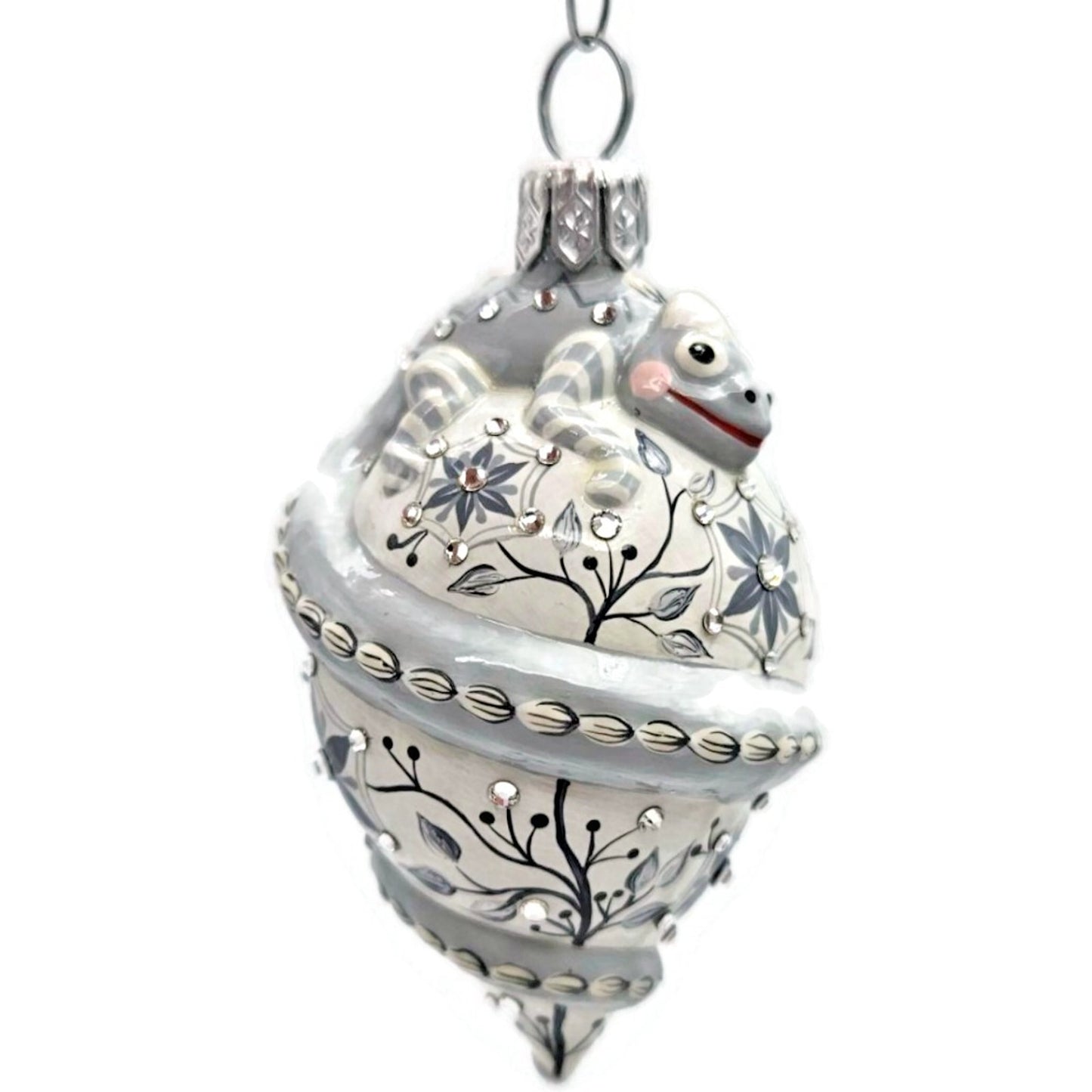 Patricia Breen Topping Chameleon Chinoiserie Graphite Spring Christmas Ornament