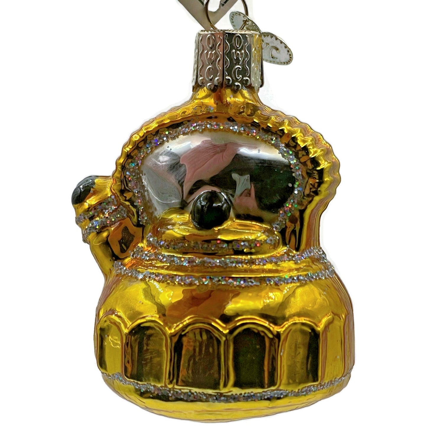 The Glass Tea Kettle Gold Glittered OWC Old World Christmas Tree Ornament