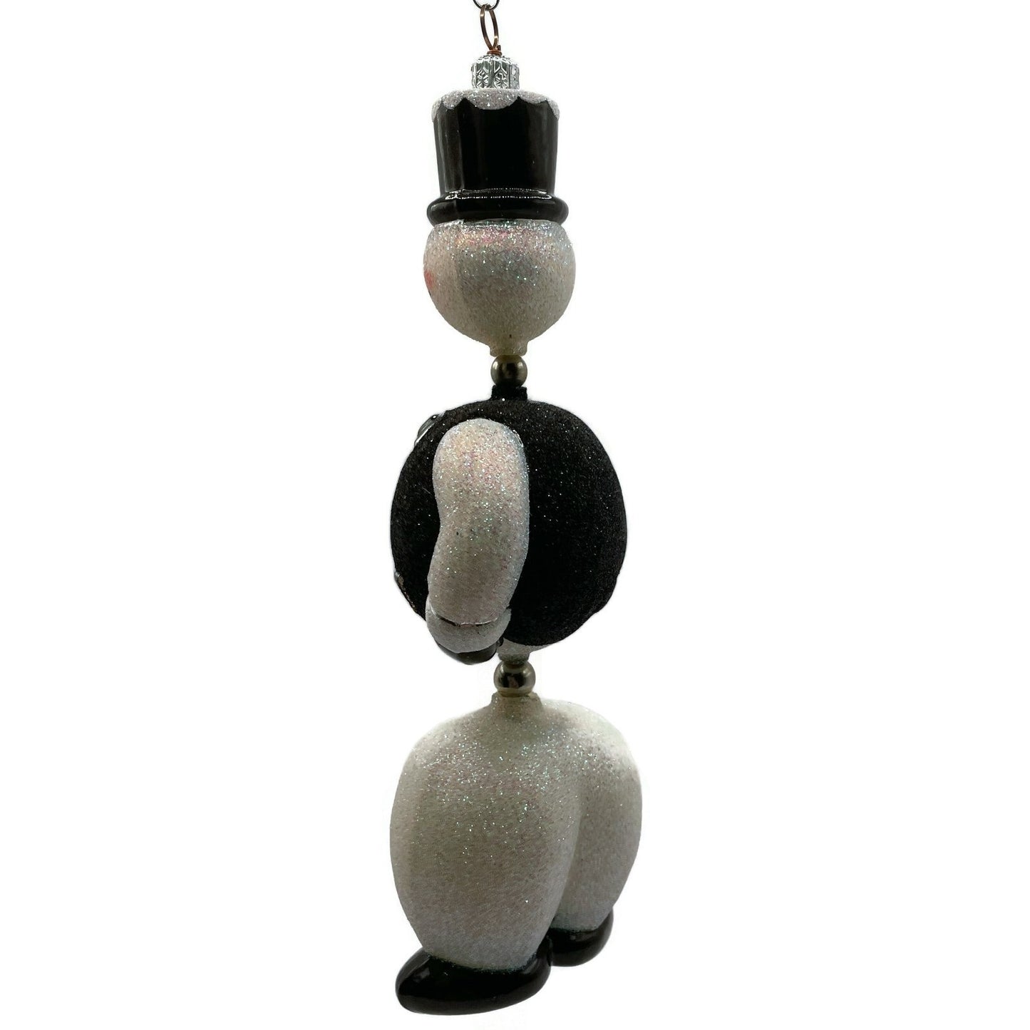 Patricia Breen Kinetic Snowman Black Hat Pearl Christmas Tree Ornament
