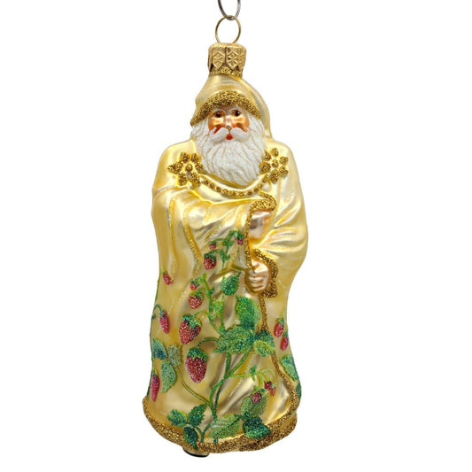 Patricia Breen Redoute Santa Strawberries Gold Fruit Spring Holiday Ornament
