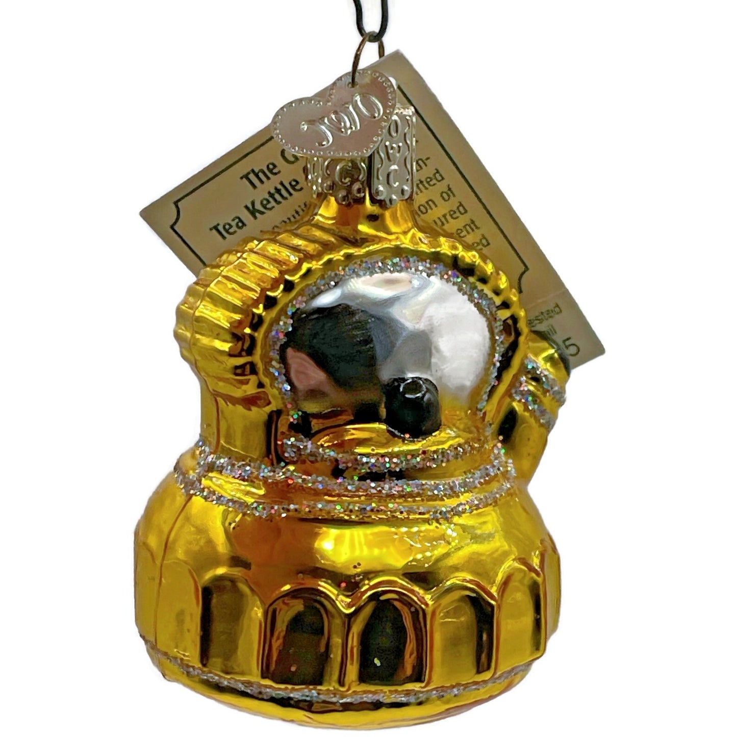 The Glass Tea Kettle Gold Glittered OWC Old World Christmas Tree Ornament