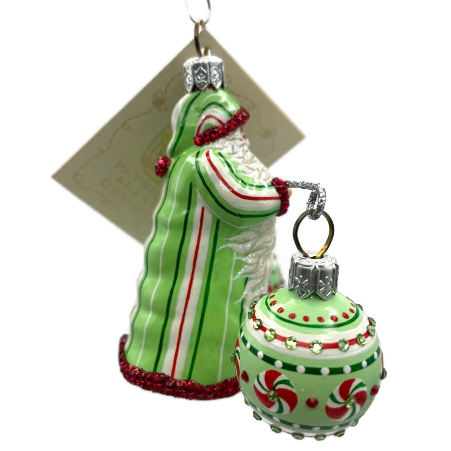 Patricia Breen Balance Peppermints Striped Santa Claus Christmas Tree Ornament