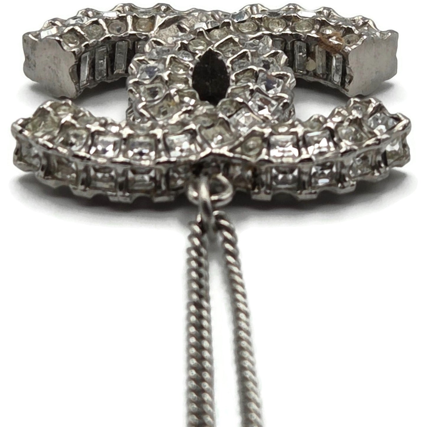 Chanel Crystal CC Logo Pendant Necklace Chanel France Vintage Fashion Jewelry