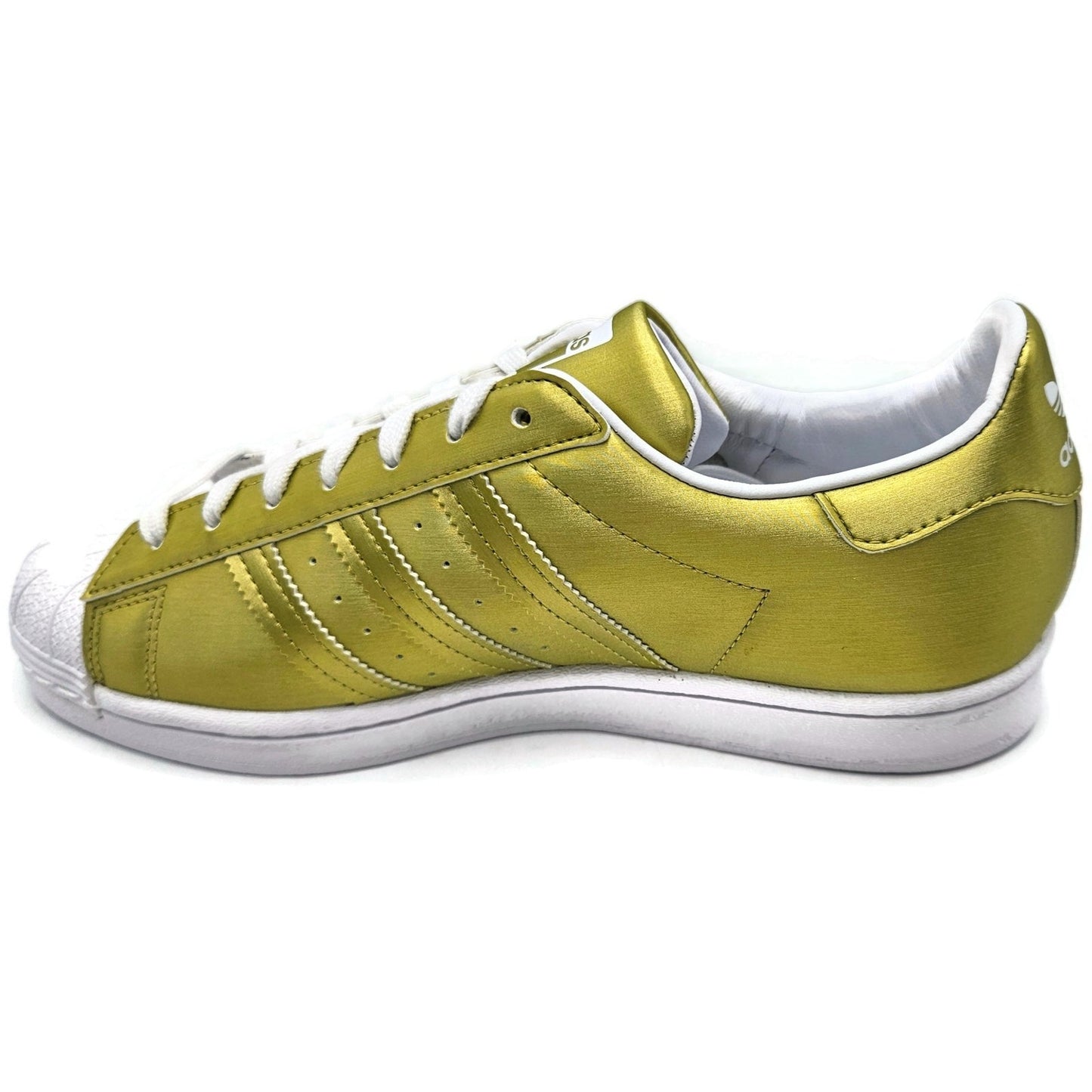 Adidas Superstar White Gold Metallic Leather Shoes Ladies Sz 9 Shell Toe FY1154