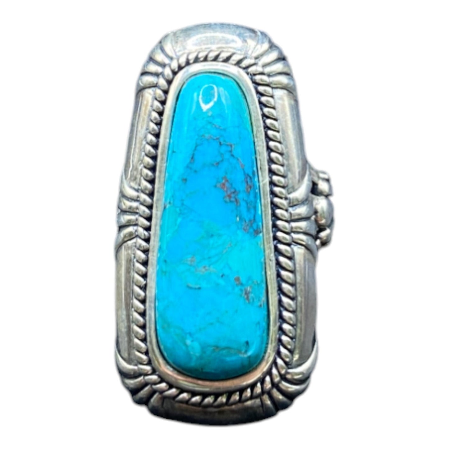 AAJ Ring Native American Blue Turquoise Gemstone 925 Sterling Silver Thailand 8