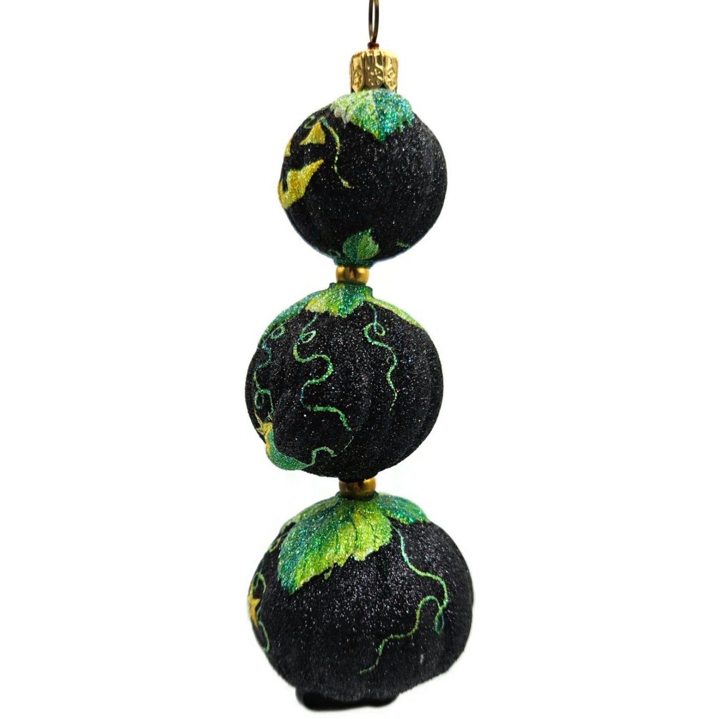 Patricia Breen Kinetic Pumpkinman Black Halloween Christmas Glittered Ornament