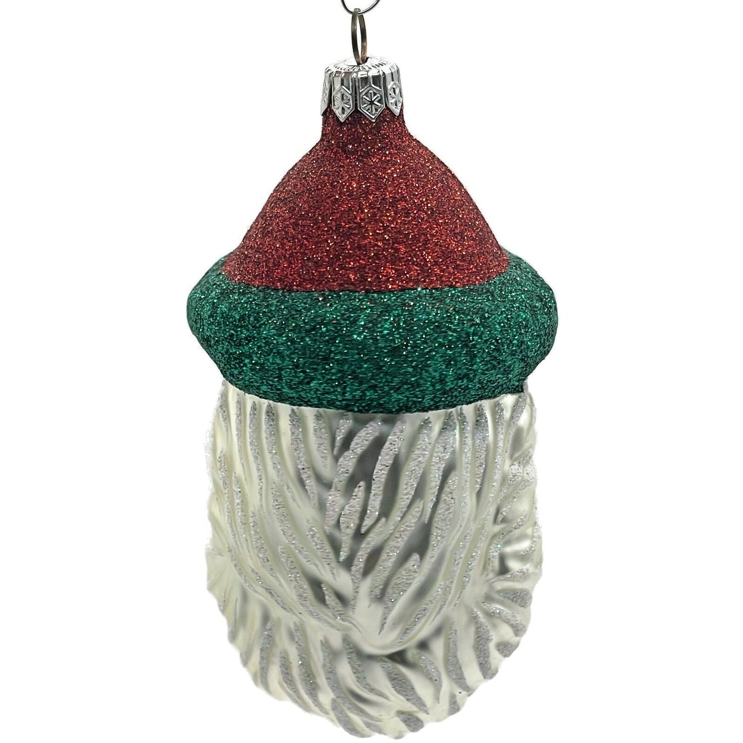 Patricia Breen Blow Ye Winds Red Green Trim Santa Head Christmas Tree Ornament
