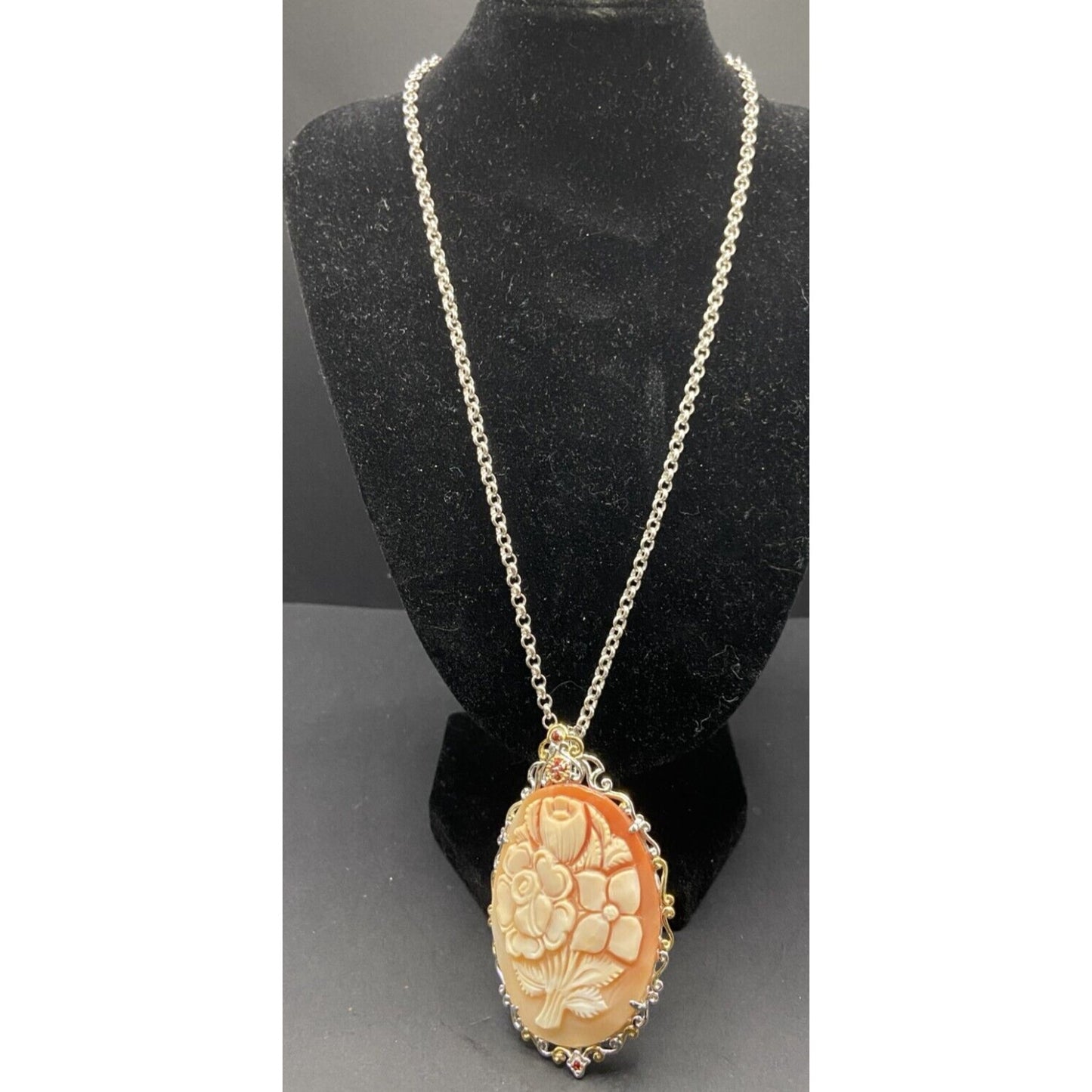 Gems En Vogue II Jewelry Set Italian Shell Cameo Flower Necklace Earrings Ring