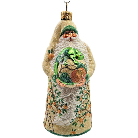 Patricia Breen Santa With Chameleon The Peach Orchard Spring Christmas Ornament
