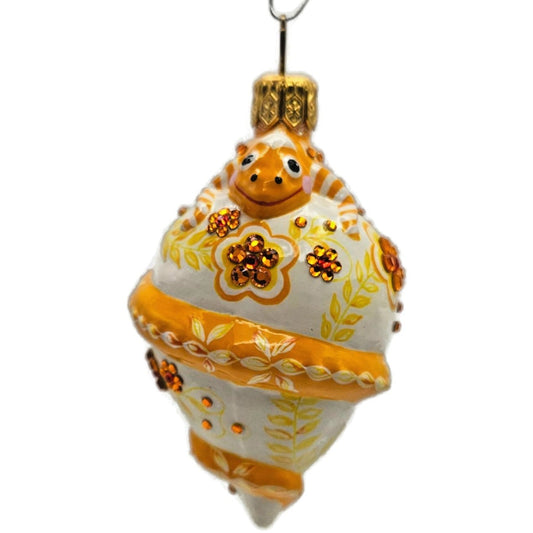 Patricia Breen Topping Chameleon Zalipie Persimmon Fall Christmas Tree Ornament