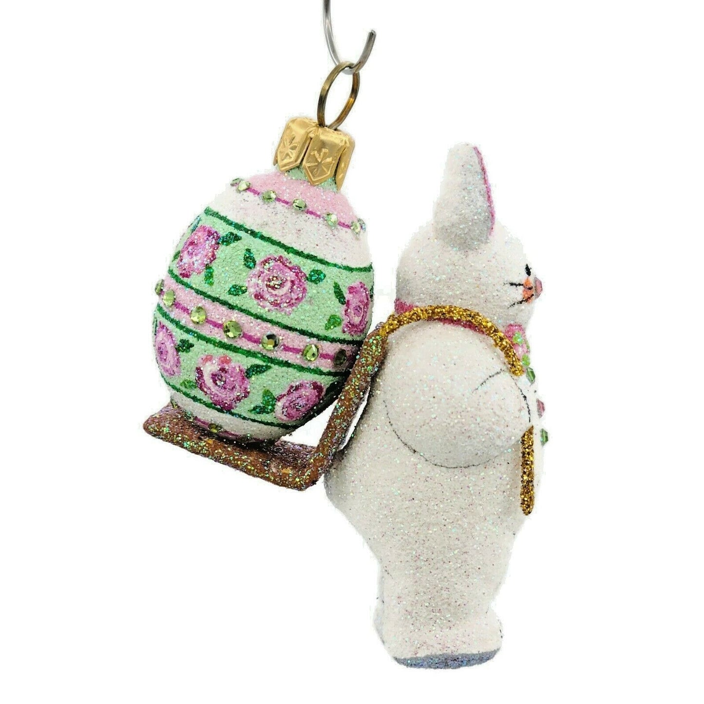 Patricia Breen Delivered With Care Pink Roses Easter Bunny Christmas Ornament