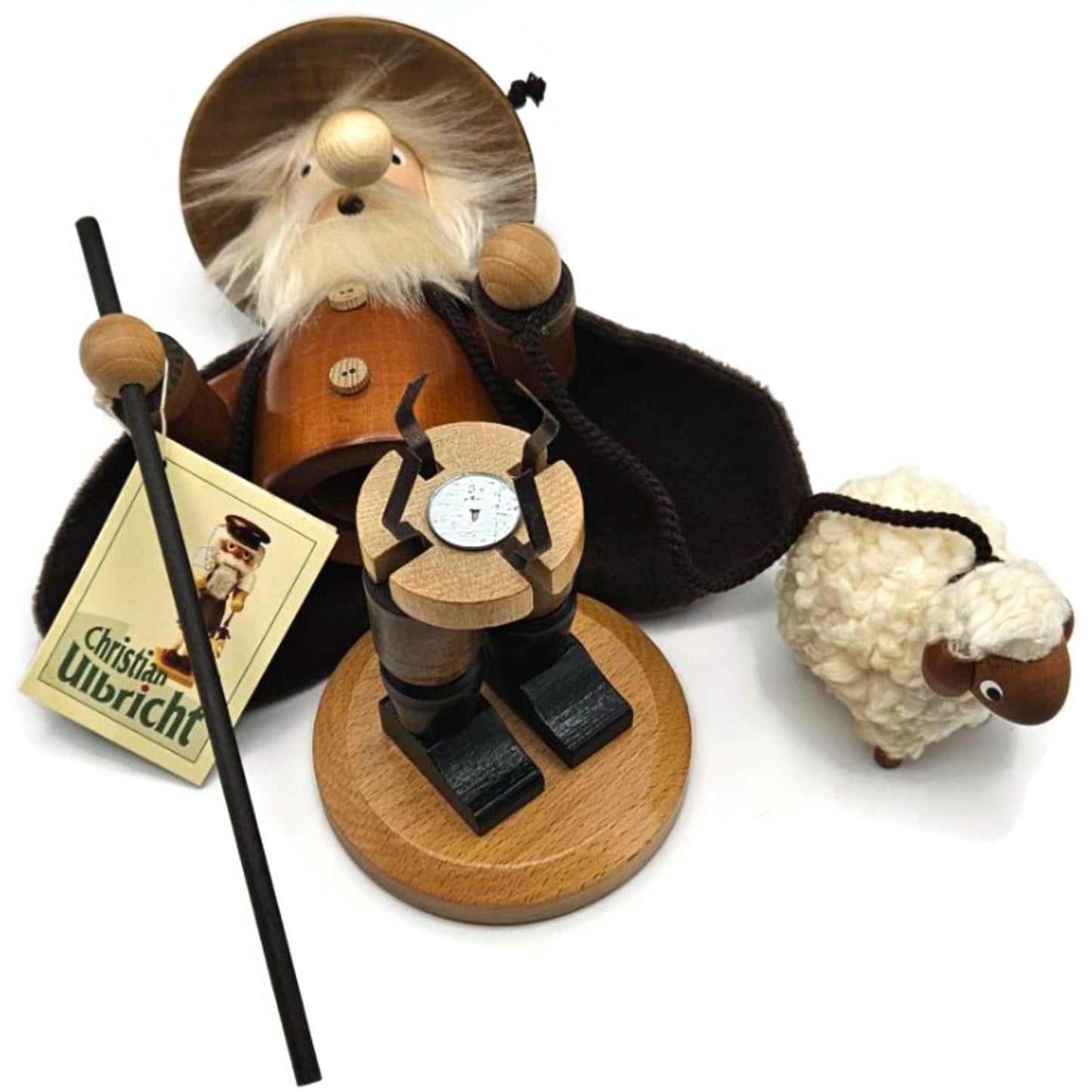 Christian Ulbricht Natural Shepherd Santa Smoker Incense Burner Christmas Decor